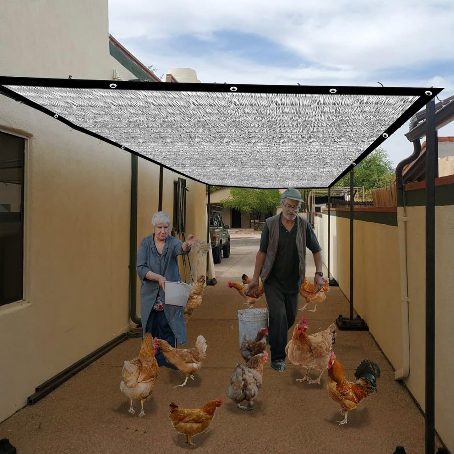 Shade Cloth-80% Aluminum Sunblock Neting,Durable Mesh Tarp with Grommets,Shade Cloth for Garden,Car, Outdoor Pergola,Greenhouse,Chicken Coop and Dog Kennel(Silver)