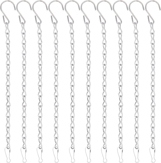 YINGFENG 10 Pack 9.5 Inch Silver Hanging Chains for Hanging Bird Feeders, Bird Houses, Planters, Baskets, Birdbaths, Lanterns, Wind Chimes, Billboards, Signs and Ornaments