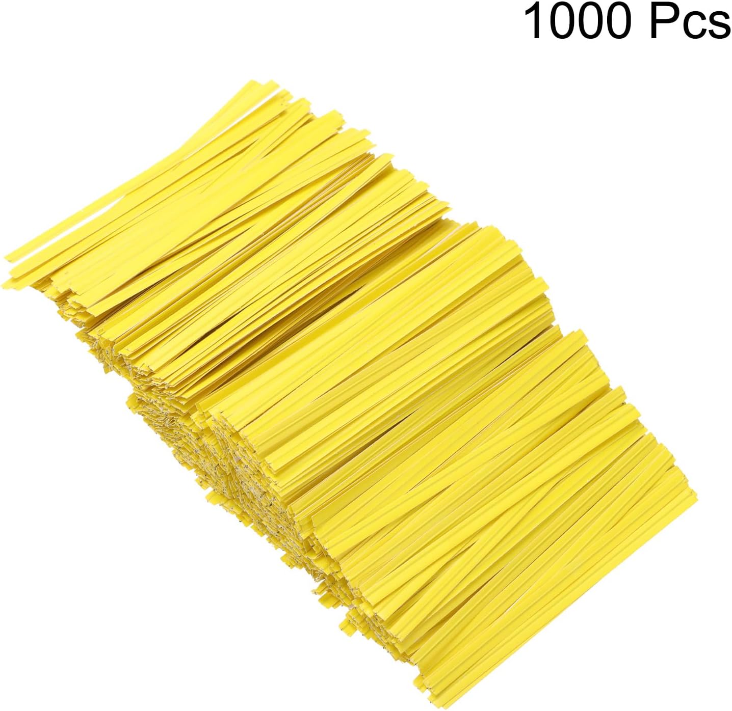 HARFINGTON 1000pcs Bag Twist Ties 3.5" Reusable Kraft Paper Twist Ties Wire Cable Ties for Party Bread Candy Cake, Yellow