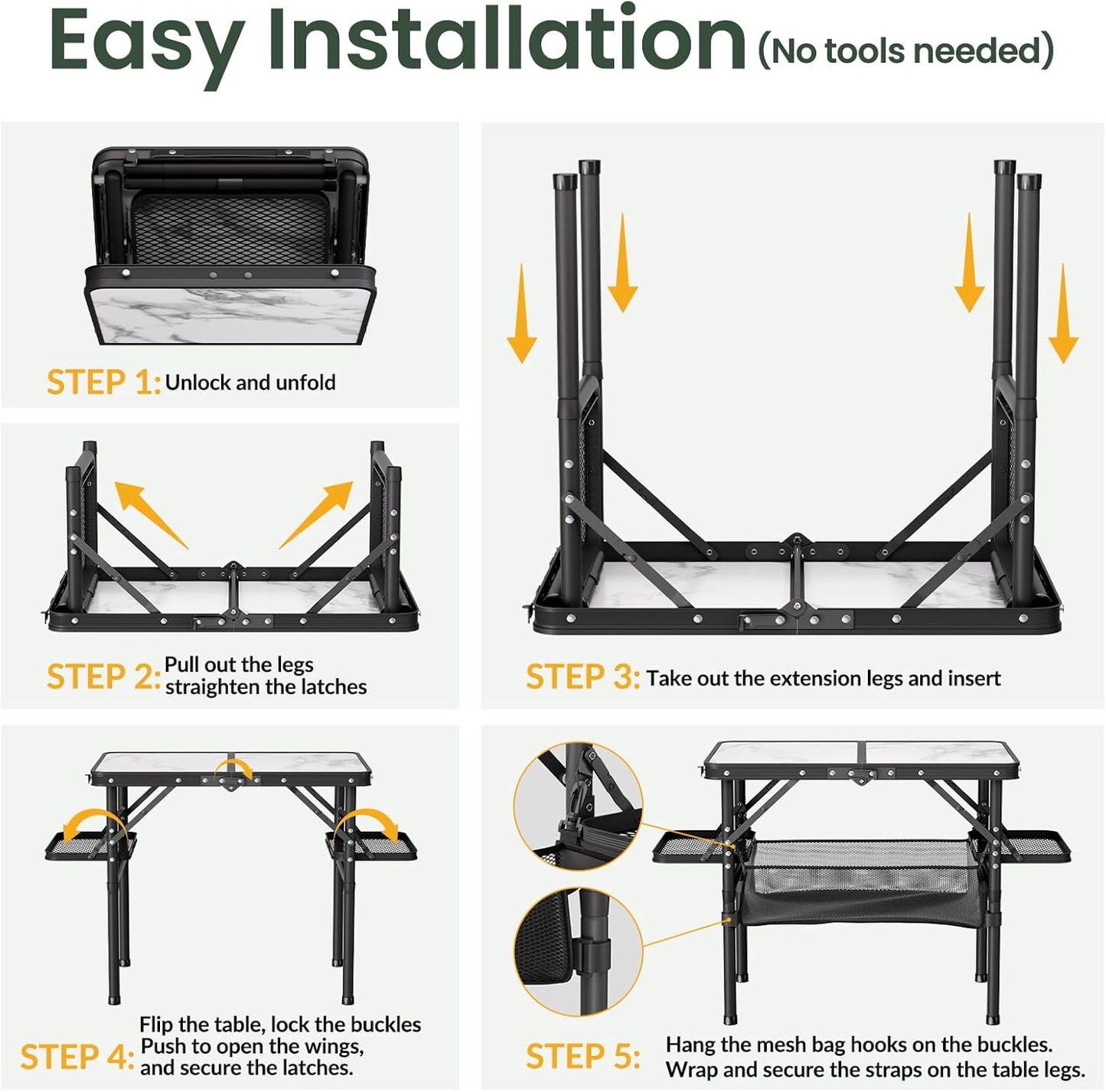 Titanker Small Camp Table 2ft, Folding Camping Table Portable with Storage Bag & Side Racks, Picnic & Beach Table, Car Camping Essentials, Aluminum Light & Solid