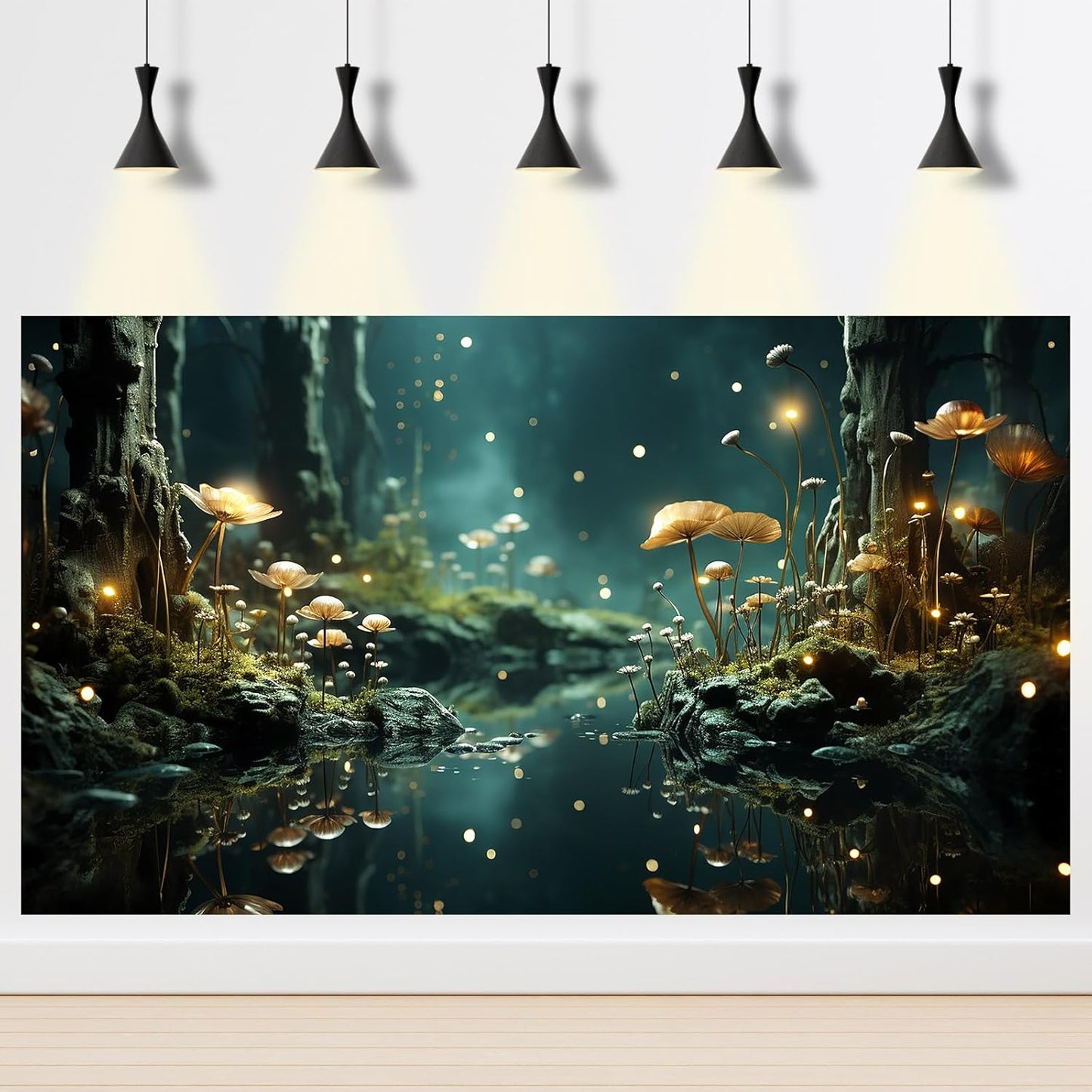 Fantasy Aquarium Background Rock Flowers Tranquil Water Scene Terrarium Backdrop Fantasy Lights Fish Tank Background Reptile Habitat Backdrop Aquarium Poster Wallpaper Decor Vinyl 72x16in