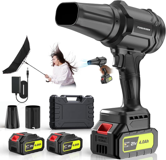Cordless Leaf Blower, 980,000 RPM Handheld Leaf Blower with 2 X 4.0Ah Batteries & Charger, Lightweight Leaf Blowers for Patio Cleaning, Lawn Care, Leaves, Dust