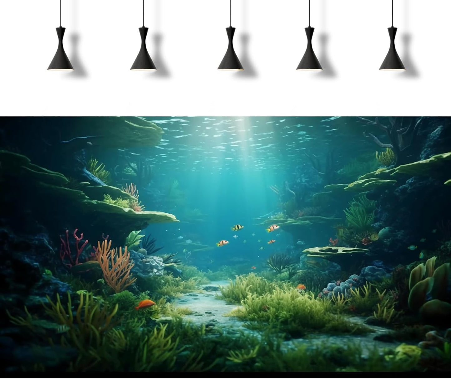 Ocean Floor Fish Tank Background Under The Sea Coral Reef Aquarium Background Underwater Aquatic Plants Corals Rock Cave Terrarium Backgrounds Tropical Fish Ocean Aquarium Backgrounds Decors 24x16in