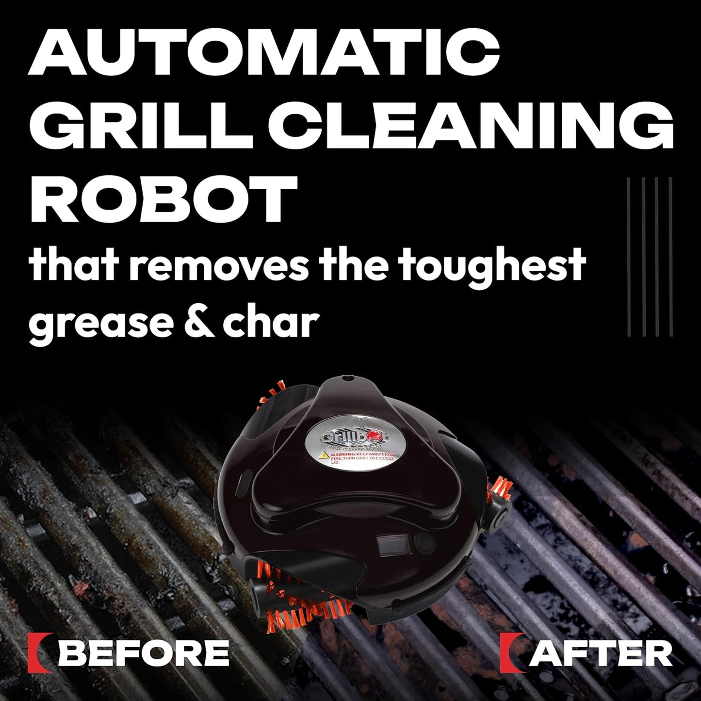 Grillbot Automatic Grill Cleaning Robot with Nylon Brushes, BBQ Grill Cleaner, Grill Brush, Grill Scraper, BBQ Accessories (Red Grillbot + Carry Case)