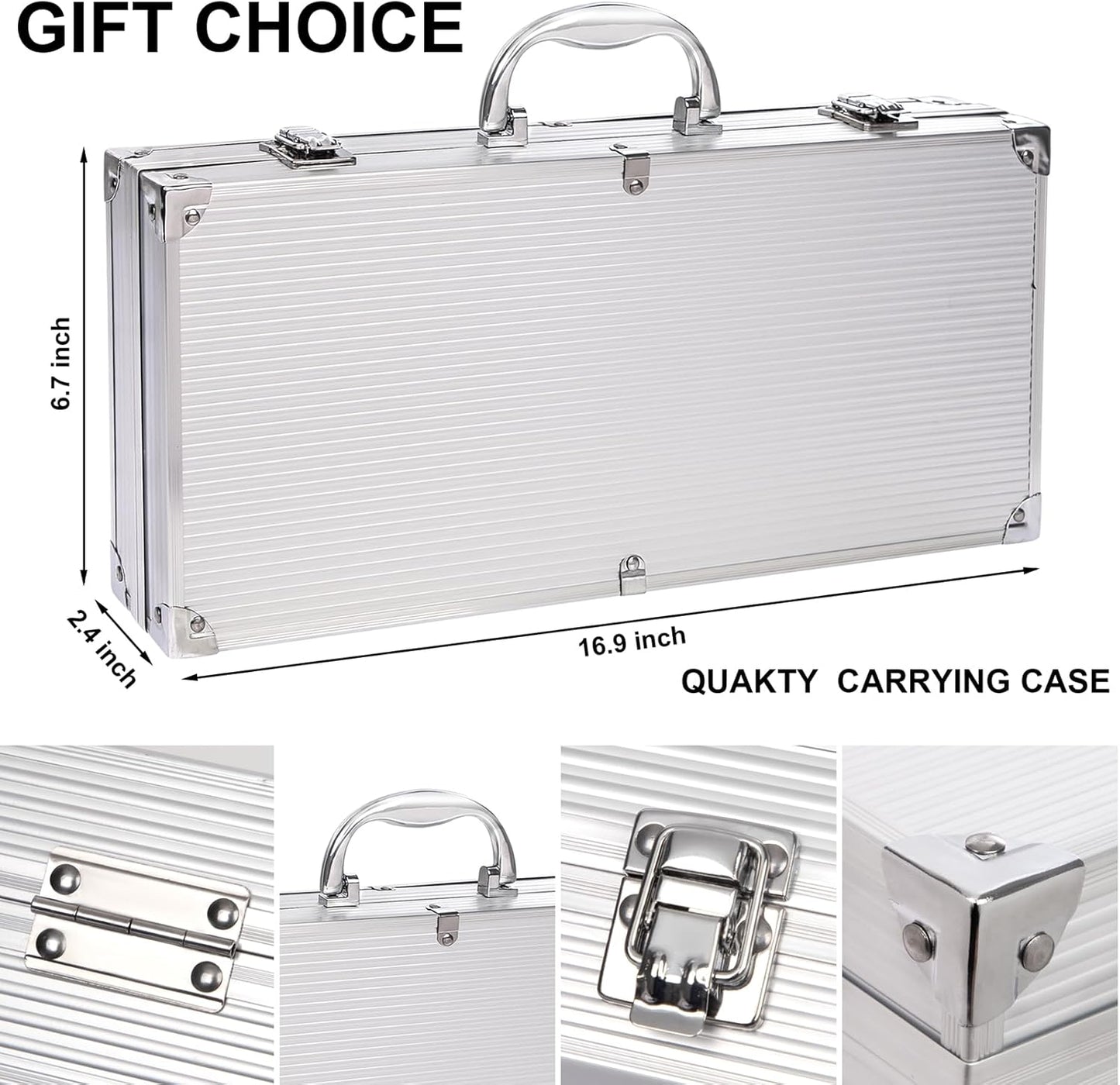 Supernal 21Pcs Deluxe Grill Tool Set Extra Thick Stainless Steel Grill Tool Set for Men Heavy Duty BBQ Tool Set Outdoor Grill with Aluminum Case with Grill Spatula Tongs and Brush Gifts for Men & Dad