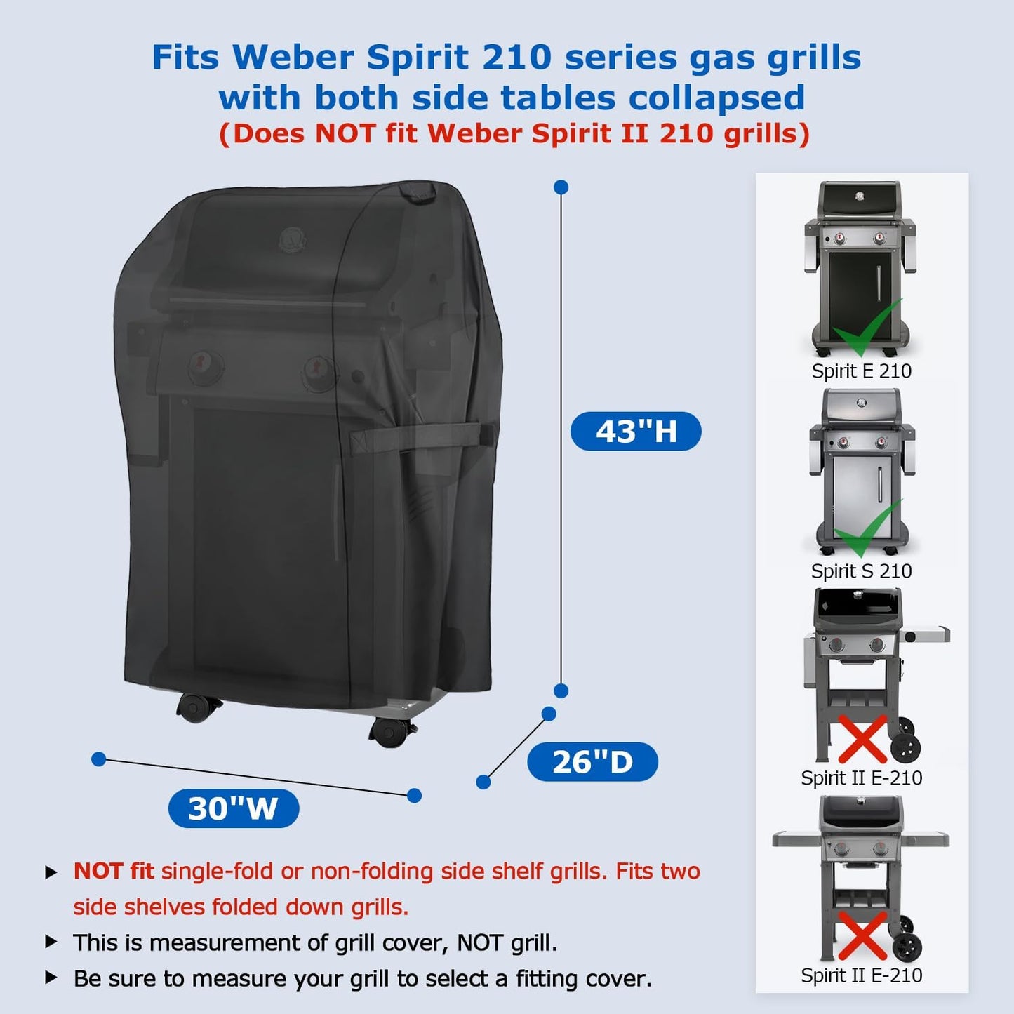 SunPatio 2 Burner Grill Cover 30 Inch, Heavy Duty Waterproof Small BBQ Cover Compatible for Weber Spirit 210 Series, Charbroil, Kenmore Grills, Compared to Weber 7105 (Not Fit for Spirit II E-210)