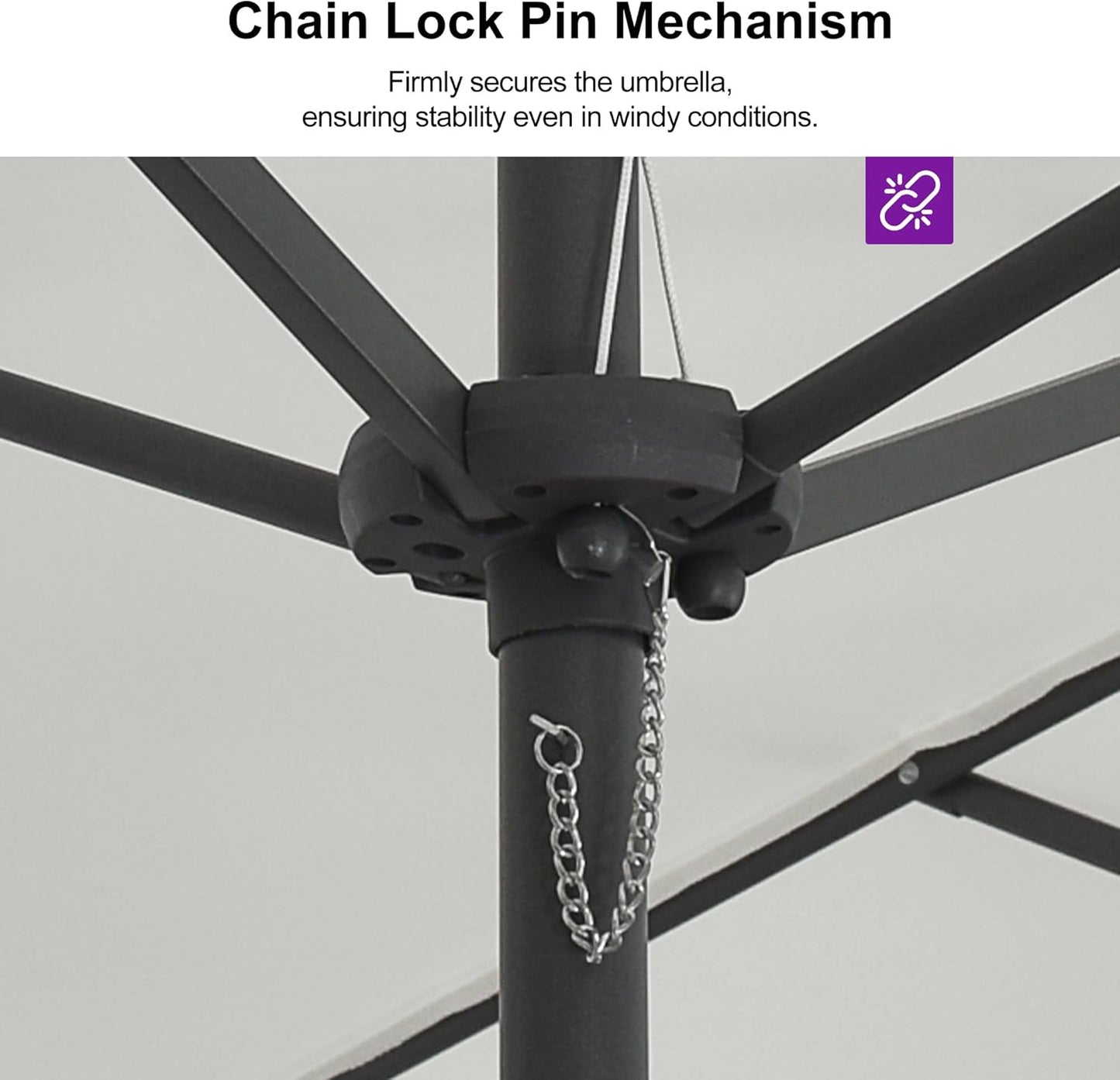 PURPLE LEAF 14ft Patio Market Umbrella Outdoor Double-Sided Umbrella with Base and Crank Rectangle Table Umbrella for Pool Deck Garden, White