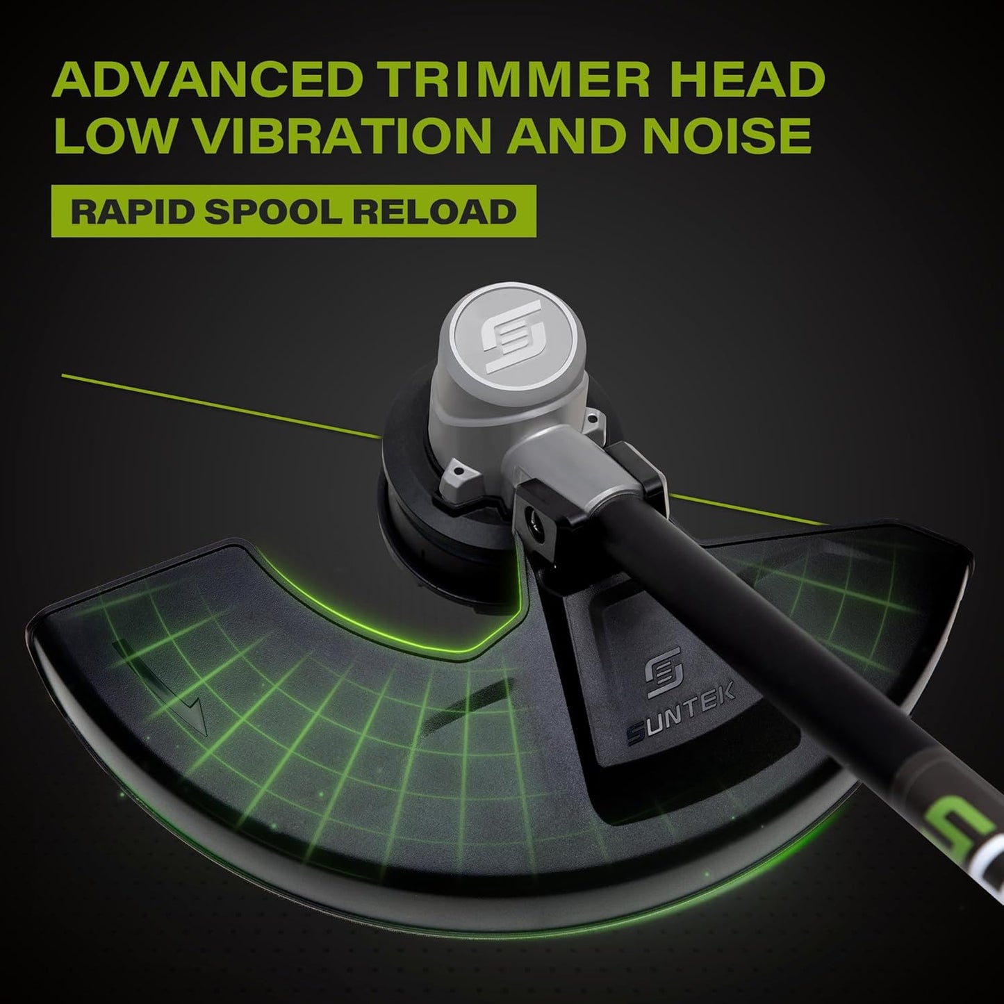 SUNTEK Electric String Trimmer Edger, 40V 15-Inch Brushless String Trimmer Cordless with 4.0Ah Battery and Fast Charger Included, 2-Speed Levels, Integrated Screen and APP Connection, Aluminum, Black