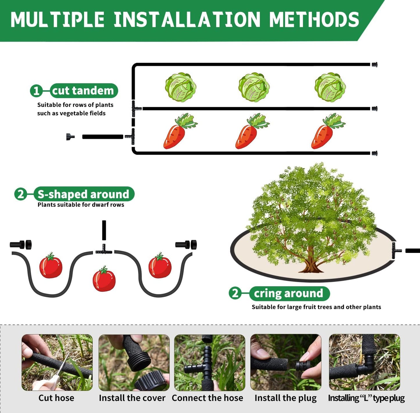 1/2’’ Soaker Hose 100 Ft for Garden Beds, Heavy Duty Soaker Hoses for Garden 100 Ft for Water Saving, DIY Garden Soaker Hose 100 Ft Drip Hoses with Kit for Hose Irrigation System (100 feet)