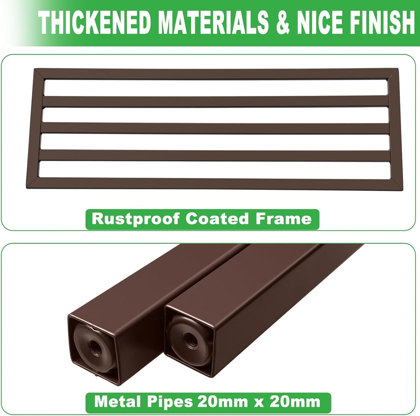 2 Pack Metal Plant Stand Outdoor Plant Shelf Indoor,1 Tier Heavy Duty Plant Stands for Multiple Plants,26" L x 10.12" H x 8.75" W,Coffee