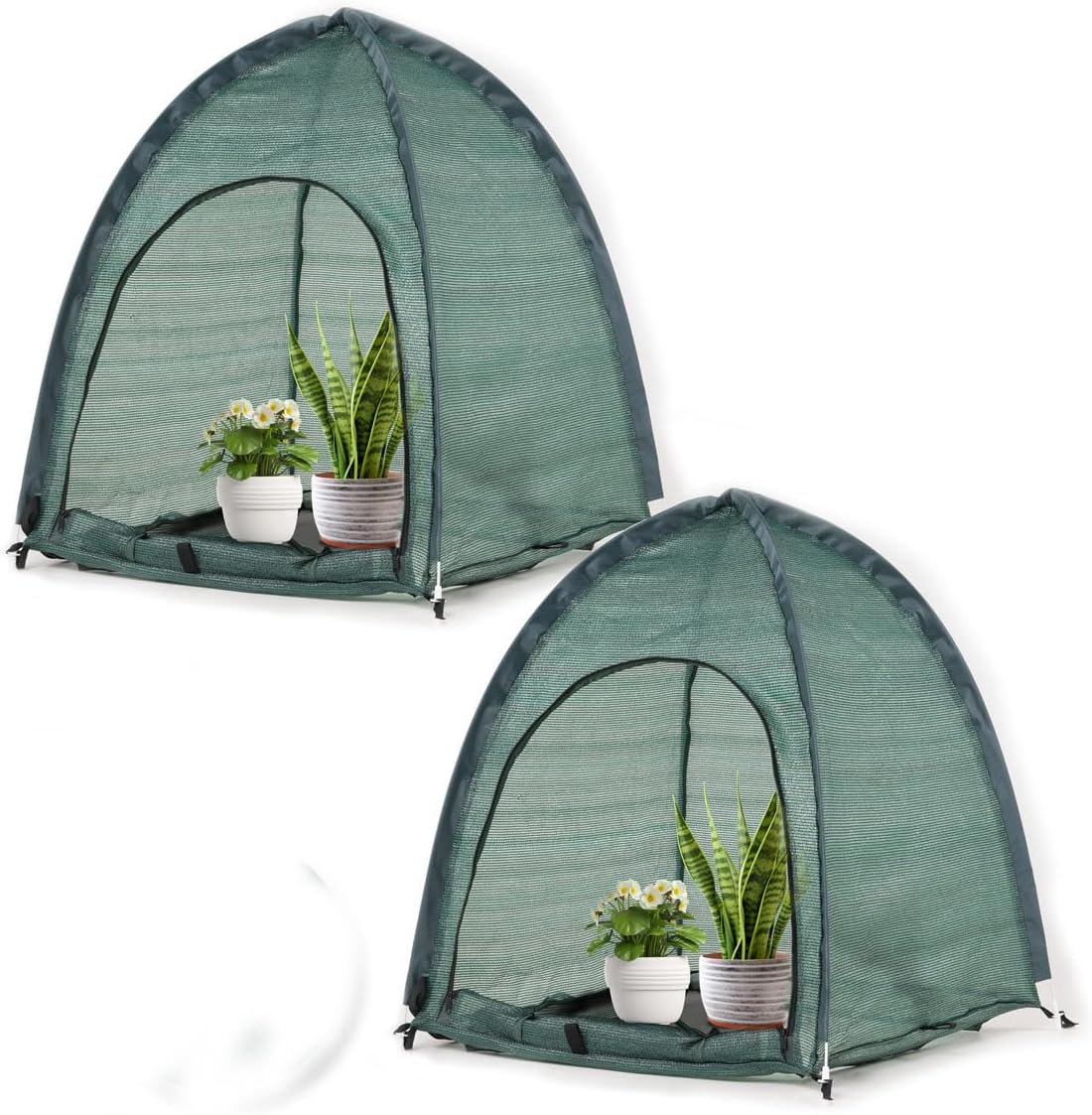 2pack Pop up Plant Sunshade Cloth,Plant Sun Shade Net for Flower UV Resistant Pest Guard Cover for Outdoor Gardens Sunblock Shade Cover with Carry Bag and 16 Stakes (Green)