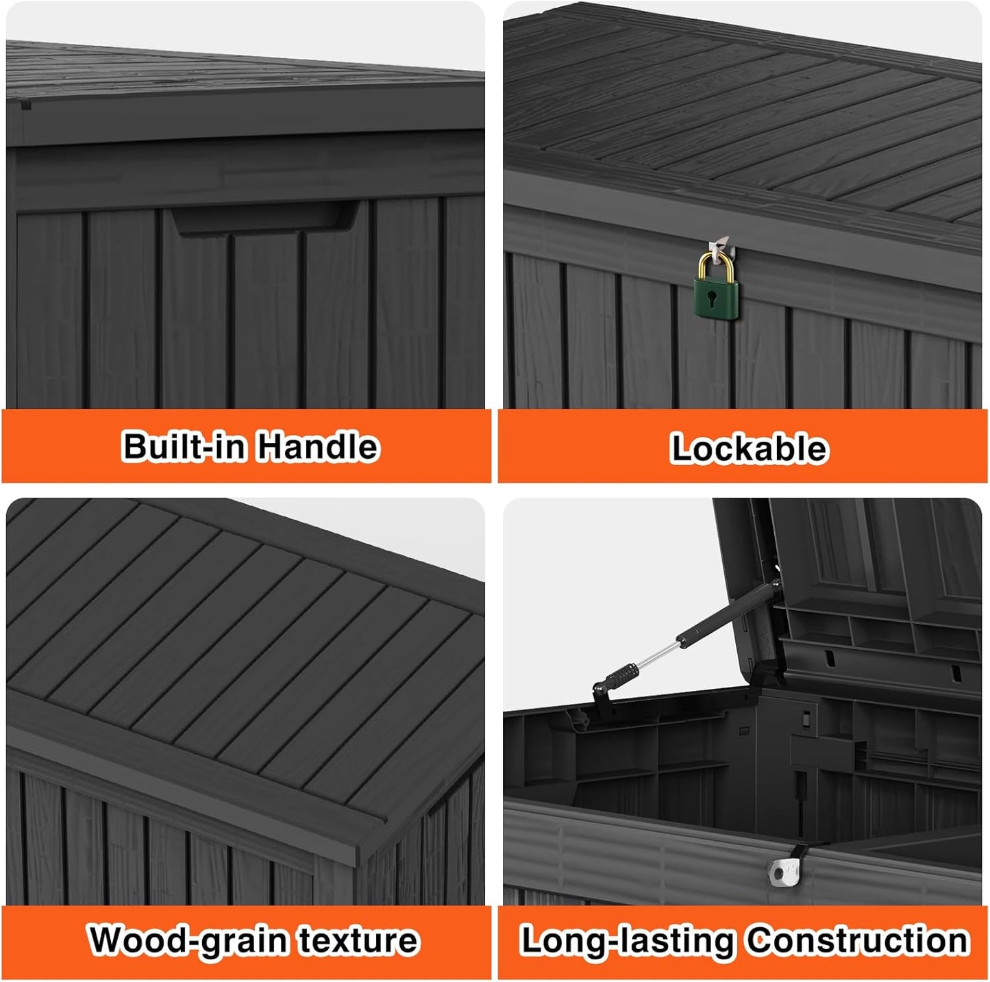 152 Gallon Deck Box Waterproof, UV Resistant Resin Outdoor Storage Box with Hydraulic Rod, Lockable Design and Enhanced Durability for Patio, Garden, and Poolside Use