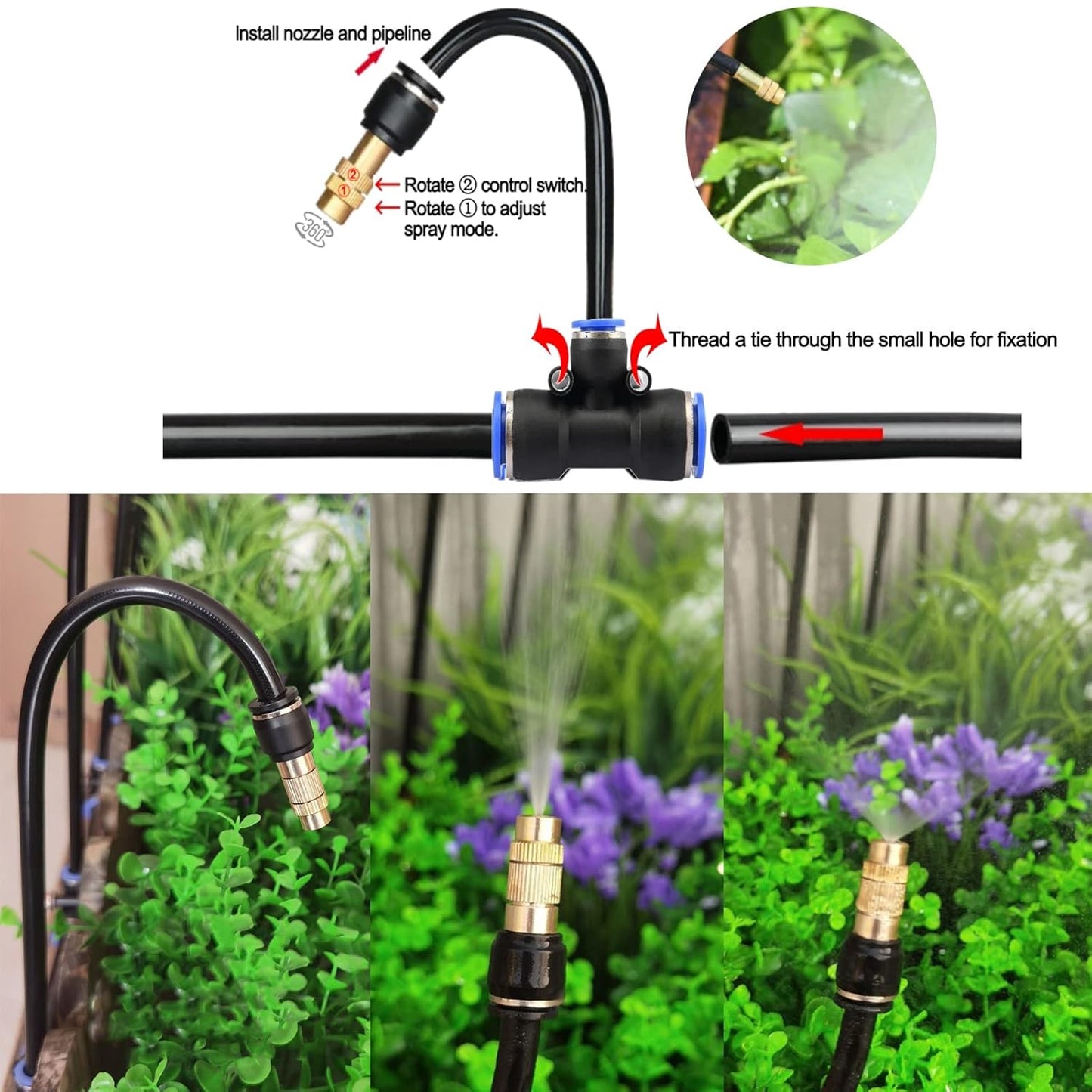 New Quick Connector Drip Irrigation Kits,Automatic Irrigation System with Replaceable 360-degree Bending Dropper,atomizing Copper Nozzle for Watering System for Garden Plant Lawn Patio.