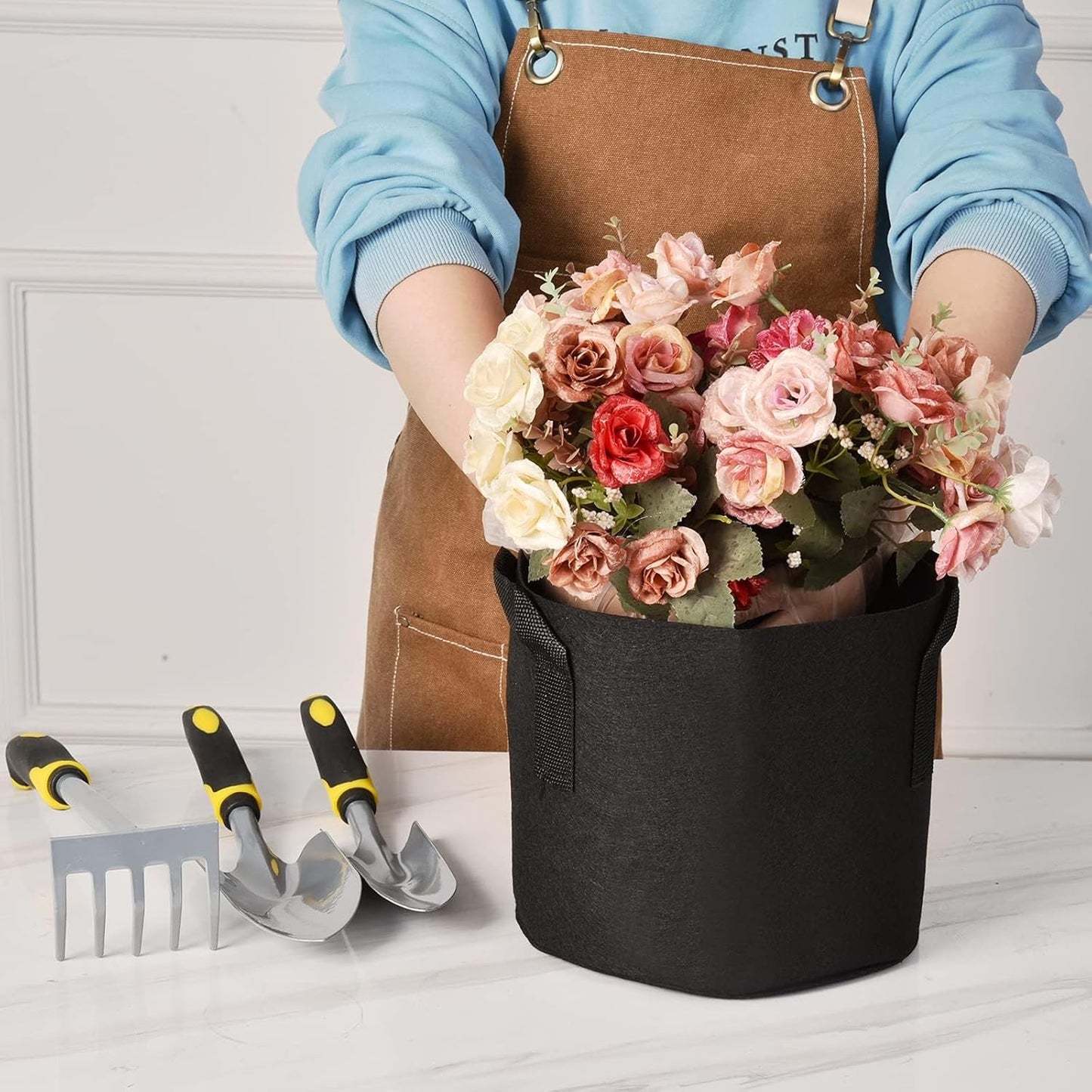 24-Pack 3 Gallon Thickened Non-Woven Grow Bags, Aeration Fabric Pots with Handles