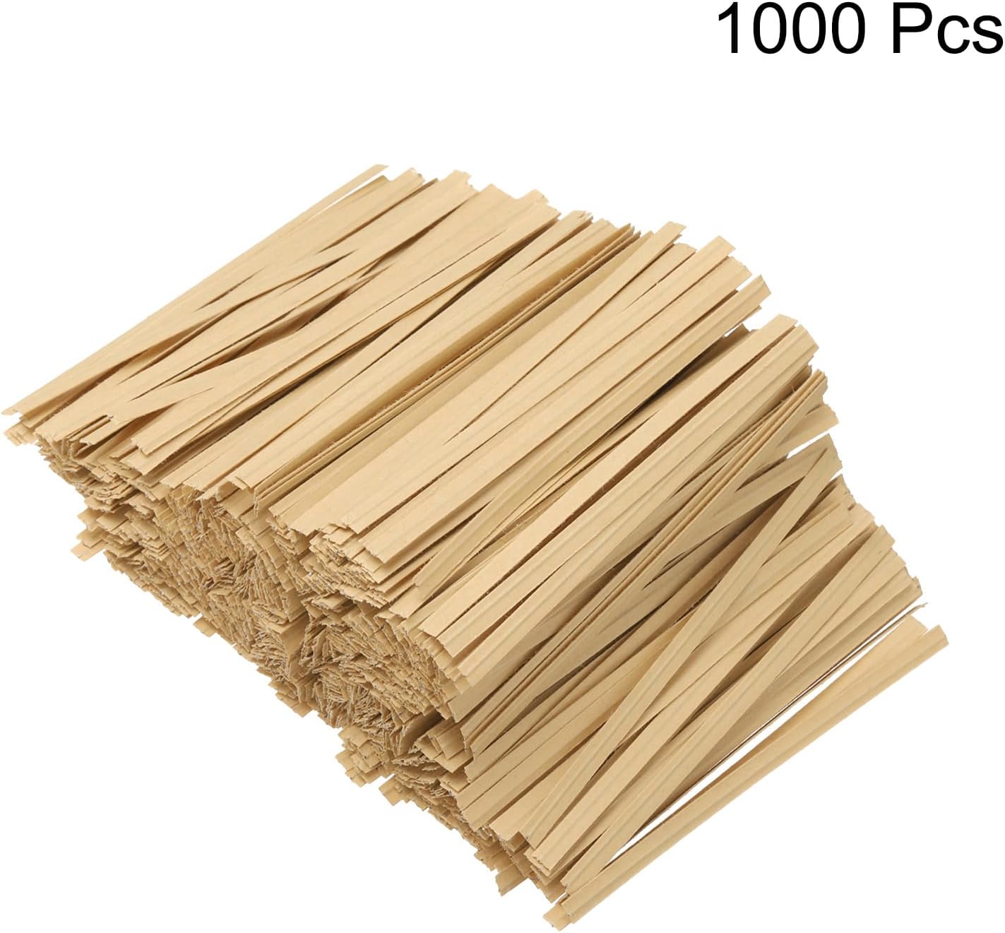 HARFINGTON 1000pcs Bag Twist Ties 3.5" Reusable Kraft Paper Twist Ties Wire Cable Ties for Party Bread Candy Cake, Wood Tone