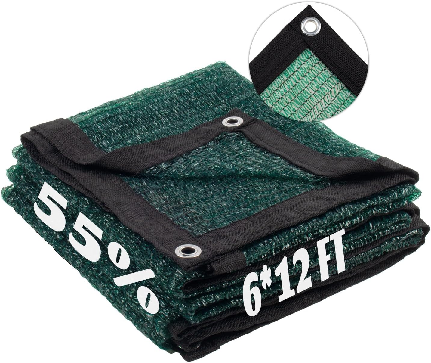 LOVE STORY 6x12FT 55% Green Shade Cloth Sun Shade Net with Grommets Sunblock Net Mesh Tarp for Garden,Plants Cover,Greenhouse and Patio