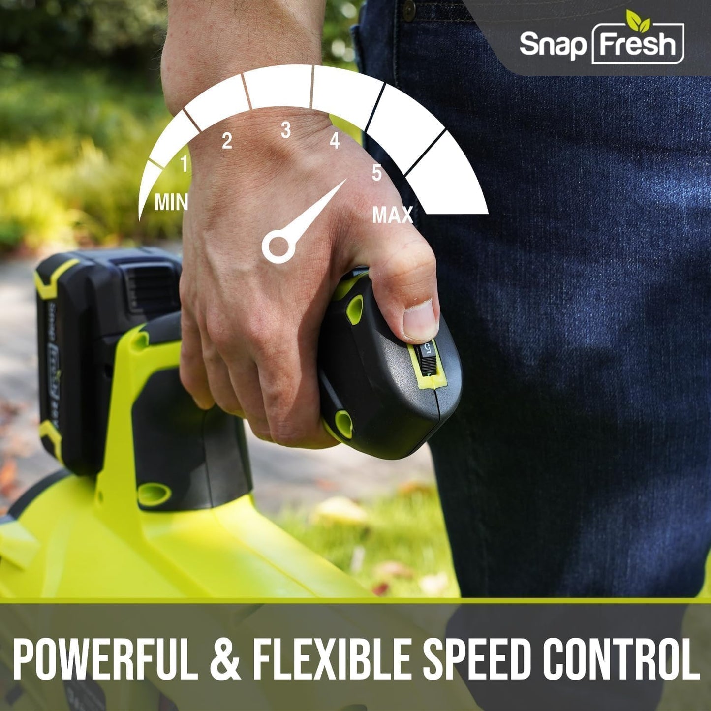 SnapFresh Cordless Leaf Blower - 550CFM Electric Leaf Blower Cordless with 4.0 Ah Battery and Fast Charger - 20V Lightweight Leaf Blower for Yard and Garden, Battery Operated Blower for Lawn Care