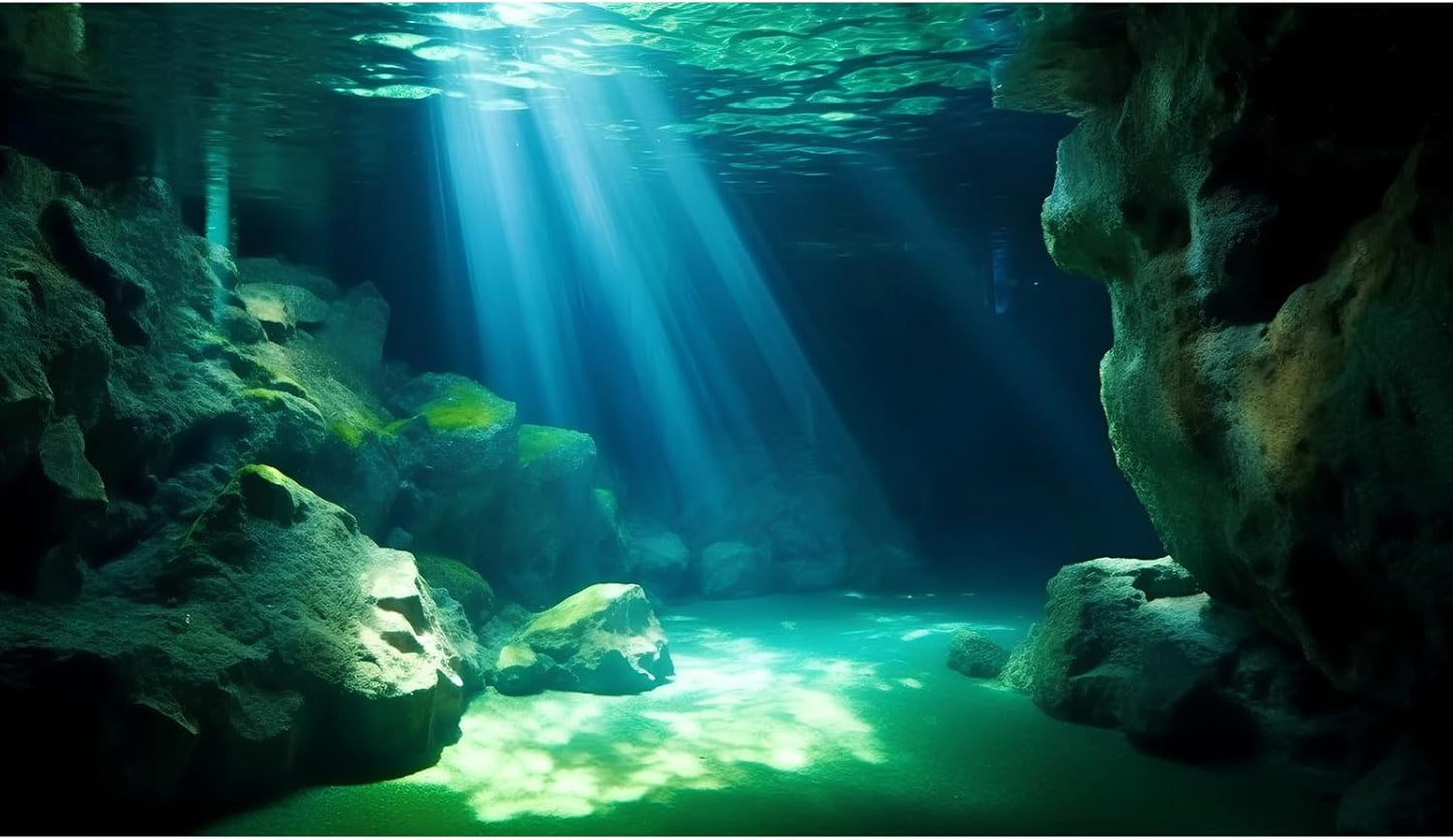 Underwater Fish Tank Background Under The Sea Cave Style Aquarium Background Ocean Floor Cave Sunlight Fish Tank Backdrop Tropical Fish Aquarium Terrarium Backgrounds Decorations 36x20in