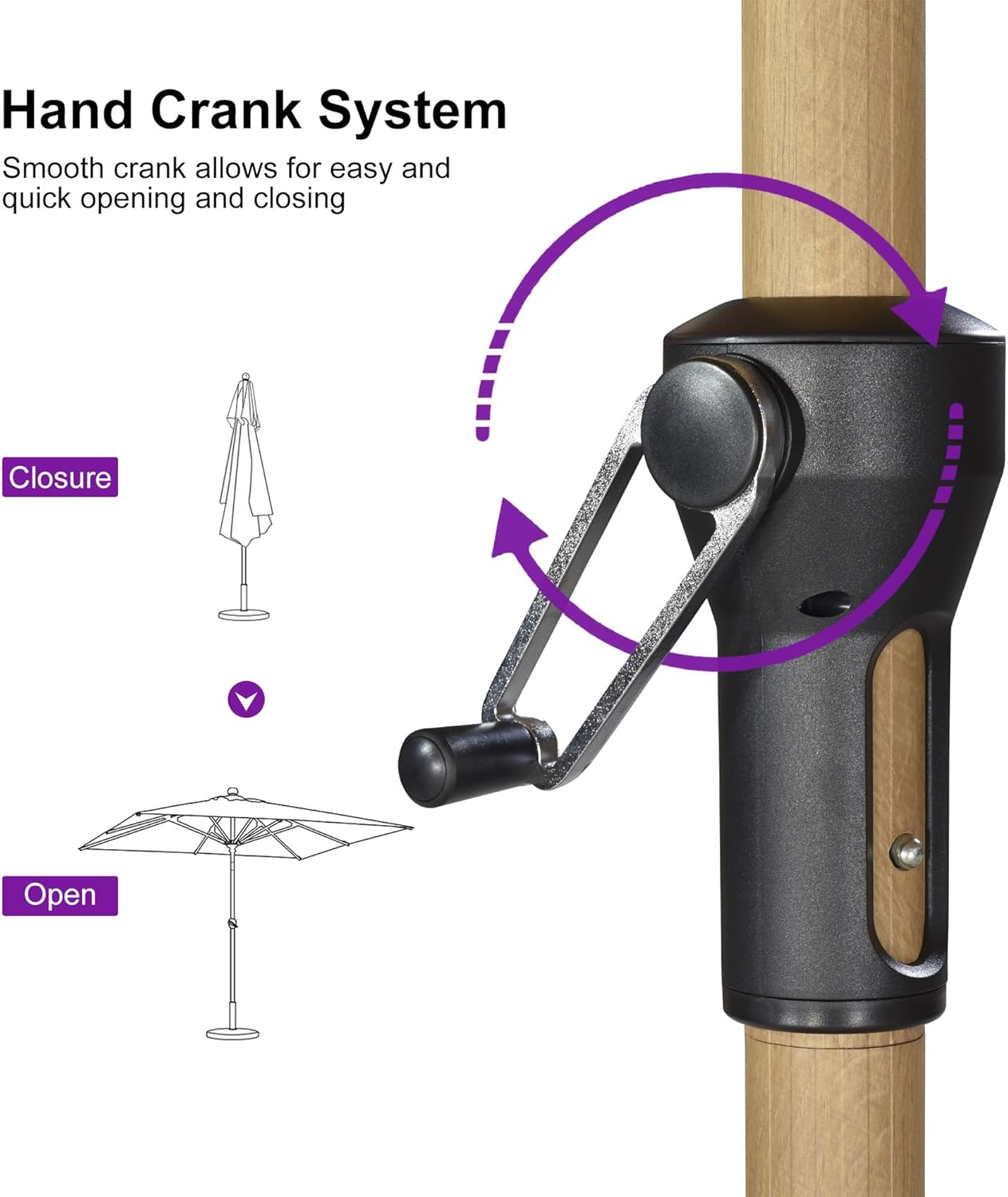 PURPLE LEAF 6.5' x 10' Patio Umbrella Outdoor Table Umbrella Aluminum Market Umbrella with Push Button Tilt & 8 Sturdy Ribs and Crank Rectangular Sun Umbrella for Pool Backyard Beach, Taupe