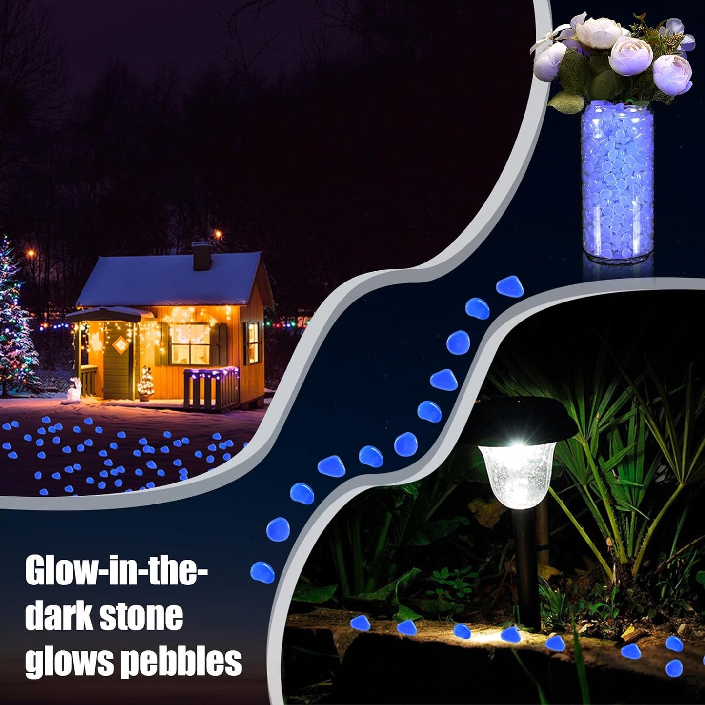 Sasylvia 12000 Pcs Glow in The Dark Rocks Glow in The Dark Stones Glowing Rocks for Garden Outdoor Glowing Fish Tank Pebbles Luminous Stone for Outdoor Yard Patio Aquarium Landscaping (White)