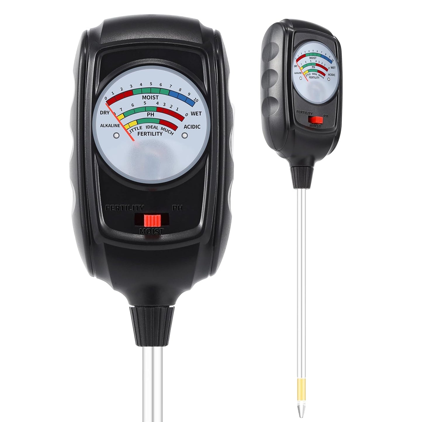 3-in-1 Soil Test Kit, Soil Moisture Meter/Soil pH Meter/Soil Fertility Tester, Soil Moisture Meter for Garden, Farm, Indoor, Outdoor and Lawn Care (Bright Black)