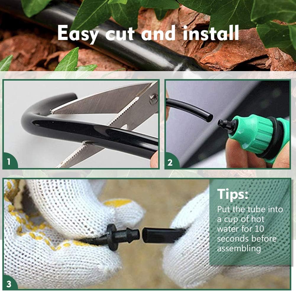 Bonviee 100ft 1/4 inch Blank Distribution Tubing Drip Irrigation Hose Garden Watering Tube Line for Small garden irrigation system