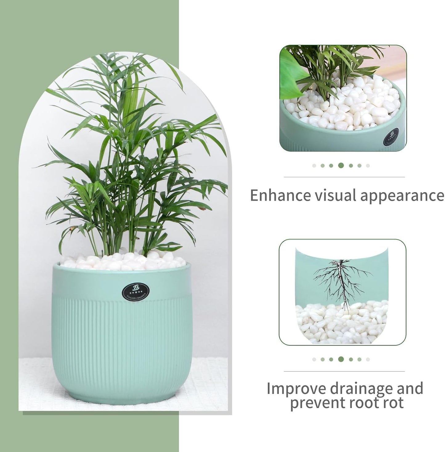 2.2 LB White Pebbles for Plants, 3/8 inch White Rocks for Vases Landscaping, Small Decorative Stones for Indoor Outdoor, Polished