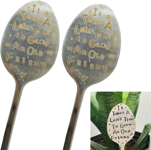 Garden Marker Friendship Gift, Garden Label Stake, Plant Marker Tag, Metal Garden Decoration Sign (2Pack)
