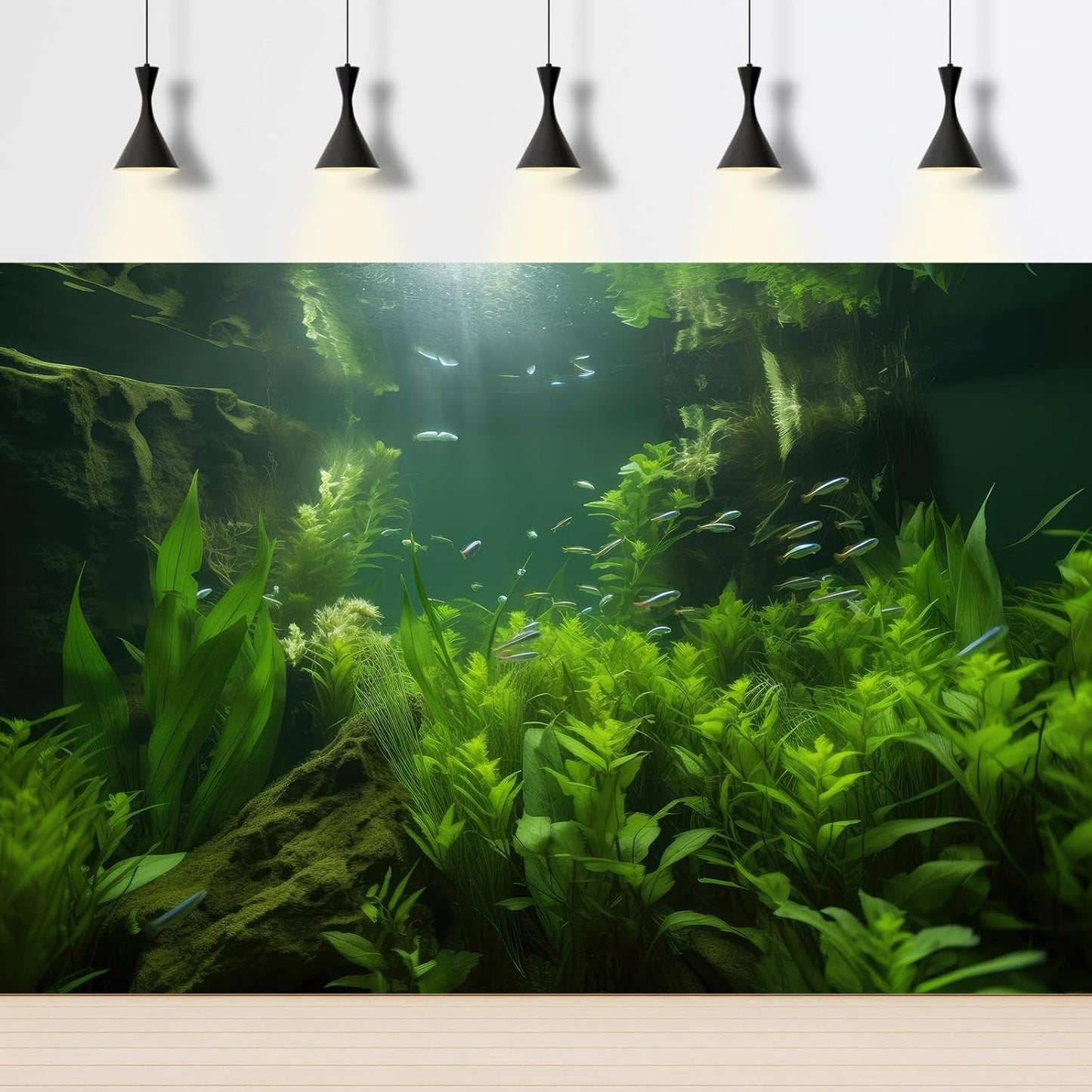 Aquarium Background Lush Aquatic Plants Seagrasses Terrarium Background Redwood Root Moss Tropical Style Green Underwater Plants Fish Tank Background Under The Sea Reptile Tank Backdrop 36x18in