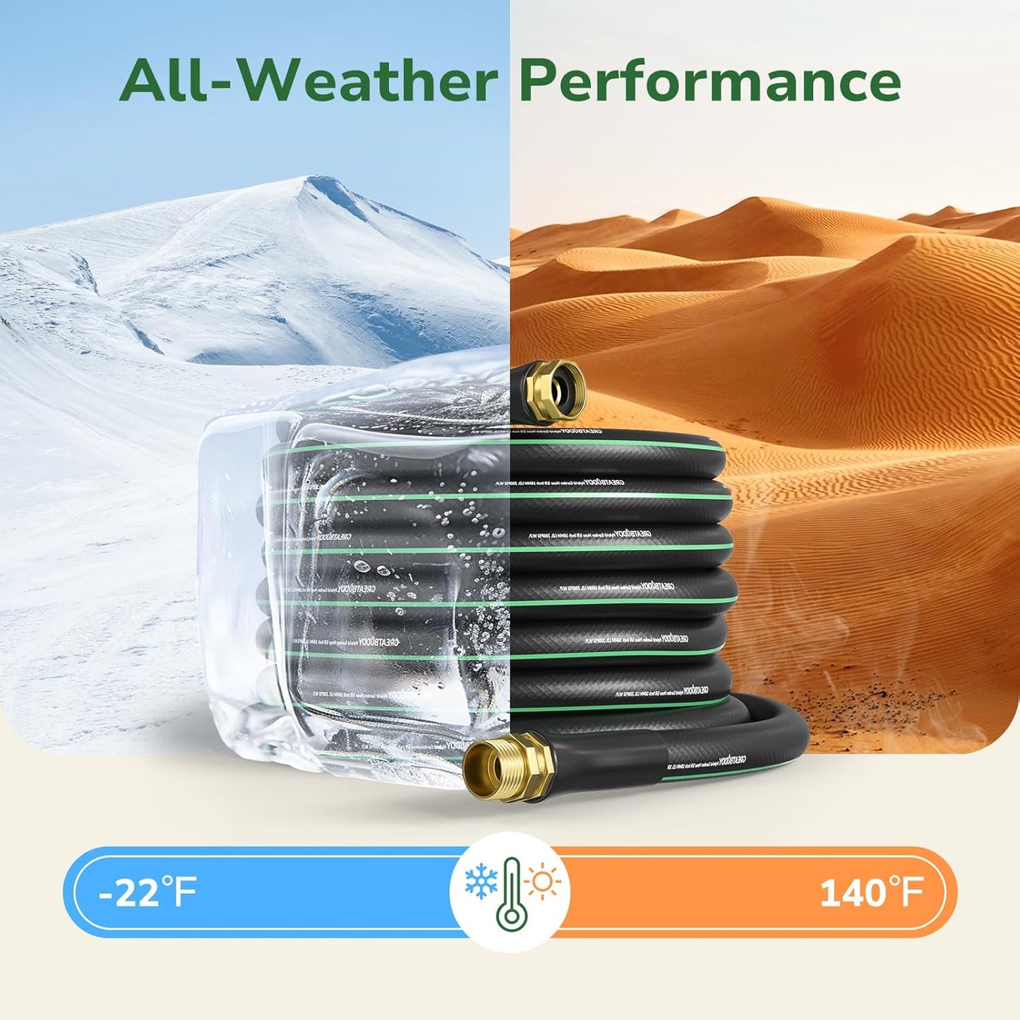 GreatBuddy 75 ft Garden Hose 5/8", Less Kink Heavy Duty Water Hose, Durable & Flexible Hose for Outdoor, Lawn, Car Washing, Pet Bathing and Household