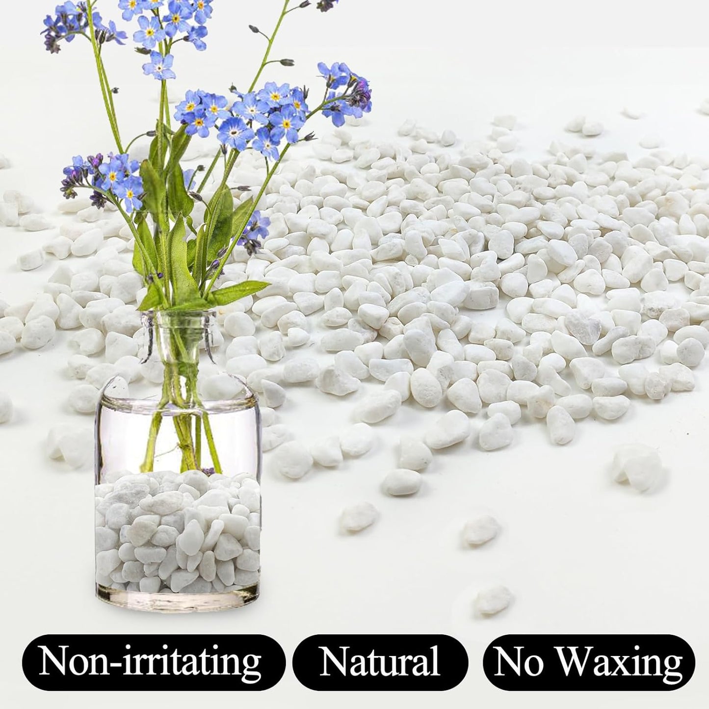 20lbs White Pebbles for Landscaping, 3/8inch Small Rocks for Gardening Succulent Cactus Planters, Natural Polished Pebbles, River Rocks for Plants, Vases