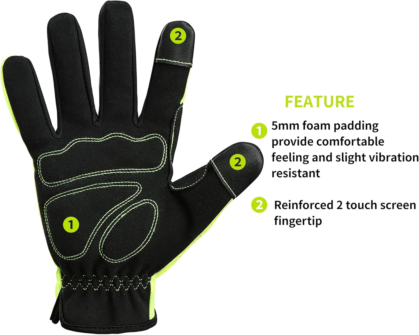 DULFINE High Performance Work Gloves For Men(3 Pairs Pack),Hi-Vis Yellow Color,High Dexterity Touch Screen For Multipurpose,Excellent Grip (Large)