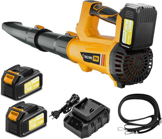 Leaf Blower Cordless, 20V Powerful Electric Leaf Blower with 2 Battery and Charger, 540 CFM/170 MPH Rechargeable Leaf Blowers, 6.0Ah Battery Powered Leaf Blowers for Lawn Care, 6 Speed Mode