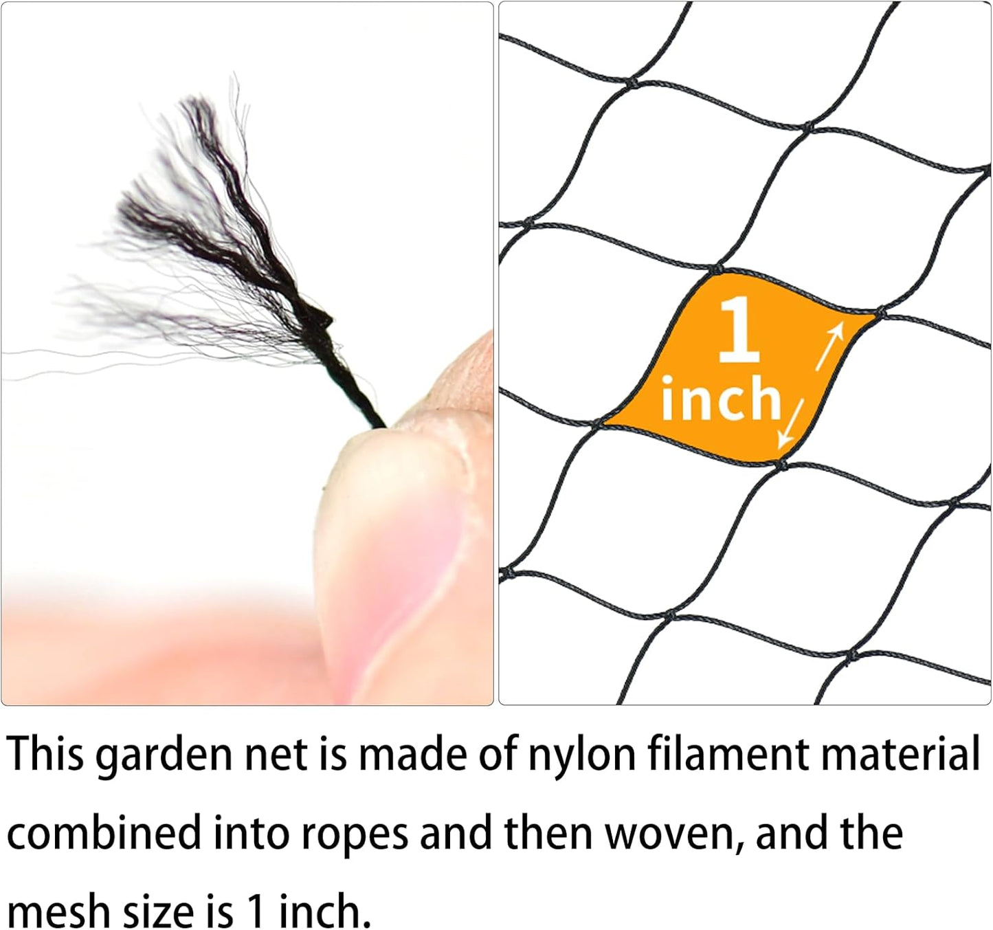 12 x 50 FT Bird Netting for Garden, 1" Square Mesh Size Heavy Duty Nylon Chicken Coop Netting for Blueberry Bushes, Fruit Trees and Vegetable Against Birds, Deer, Squirrels (12X50FT)