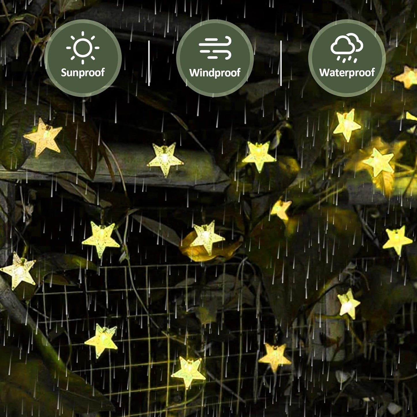 Twinkle Solar Star String Lights Outdoor Waterproof Fairy Lights 39FT 100 LED with 8 Lighting Modes for Camping Garden Wedding Party Tree Holidays Backyard Patio(Warm White)