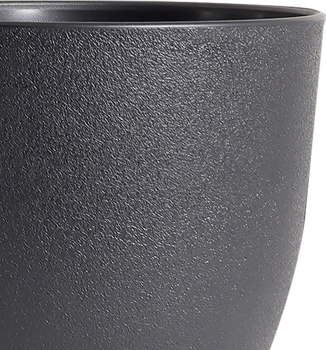 9/8/7.5 inch Plant Pots, Set of 3 Modern Decorative Plastic Planters with Drainage Holes and Tray, Flower Pots for Indoor Outdoor Plants, Black