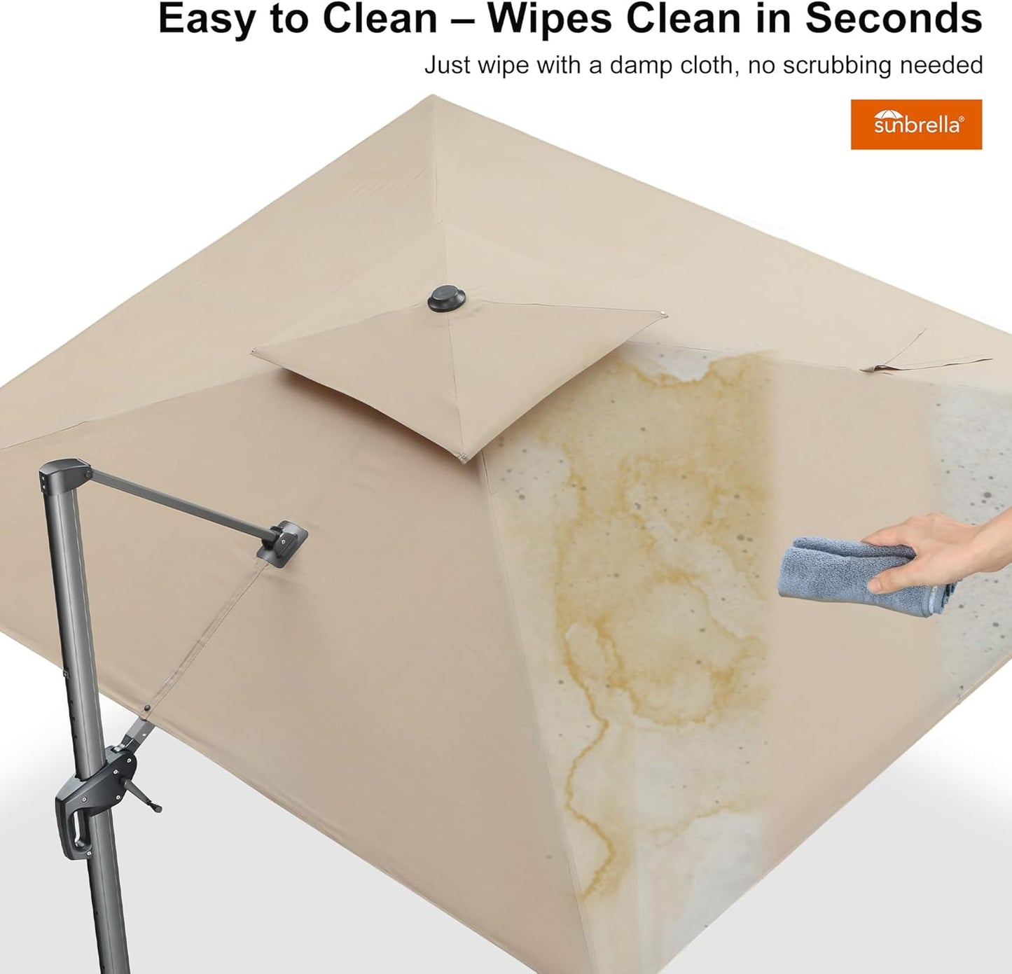 PURPLE LEAF Patio Umbrella 9' X 12' Cantilever Outdoor Double Top Large Rectangle Umbrella Heavy Duty 360° Rotation Offset Hanging Umbrella for Garden Deck Pool Backyard Patio Spectrum Sand