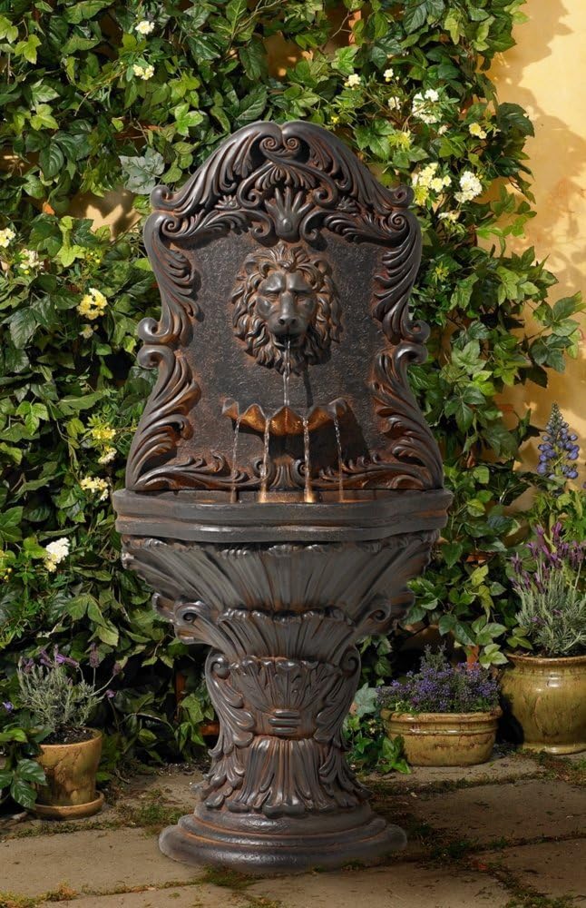 Royal Lion Acanthus 50" High Large Italian Indoor Outdoor Decor Faux Stone Floor Fountain with Light LED Statue Waterfall Water Feature for Outside Garden Patio Yard Backyard - John Timberland