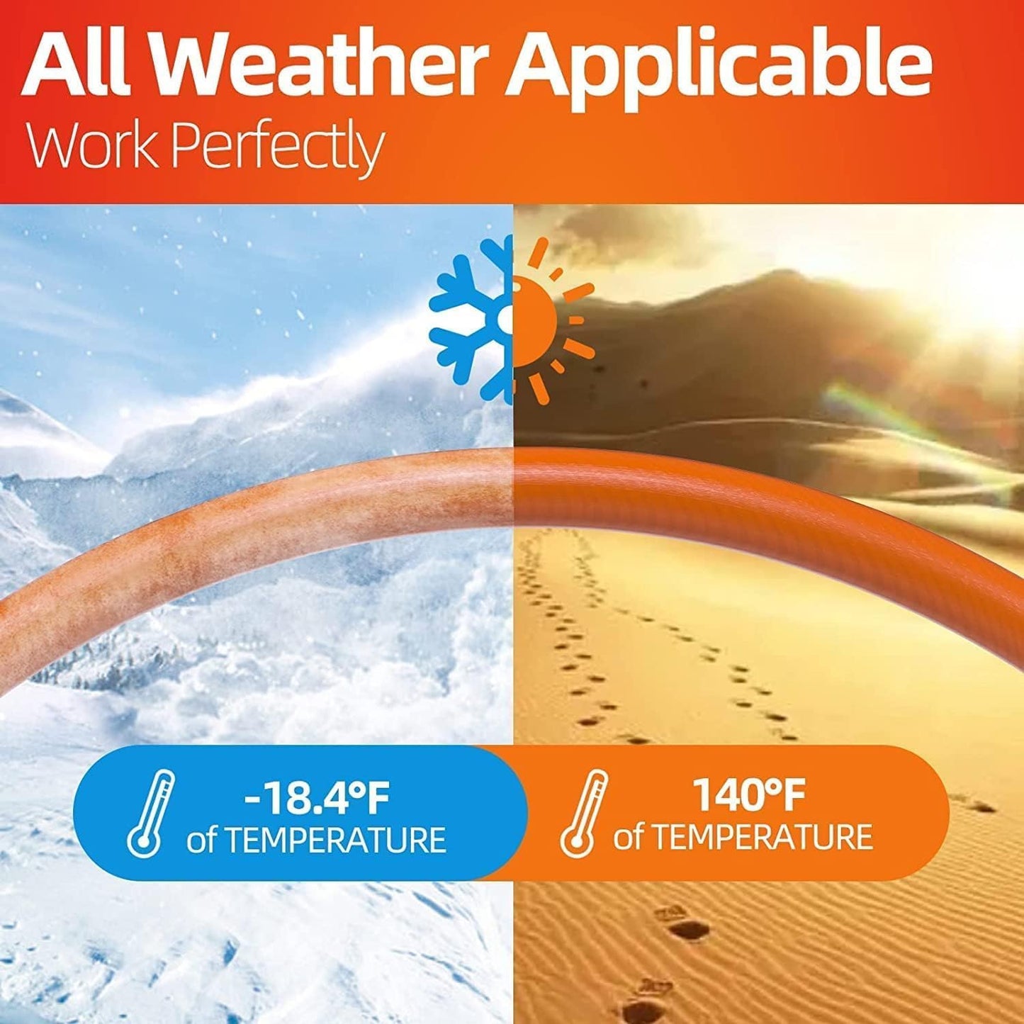 Garden Water Hose 150 ft x 3/4 in Heavy Duty, Flexible and Lightweight, Burst 600 psi, Kink-less Hybrid Rubber Pipe for Backyard, 3/4'' Brass Fittings, Orange