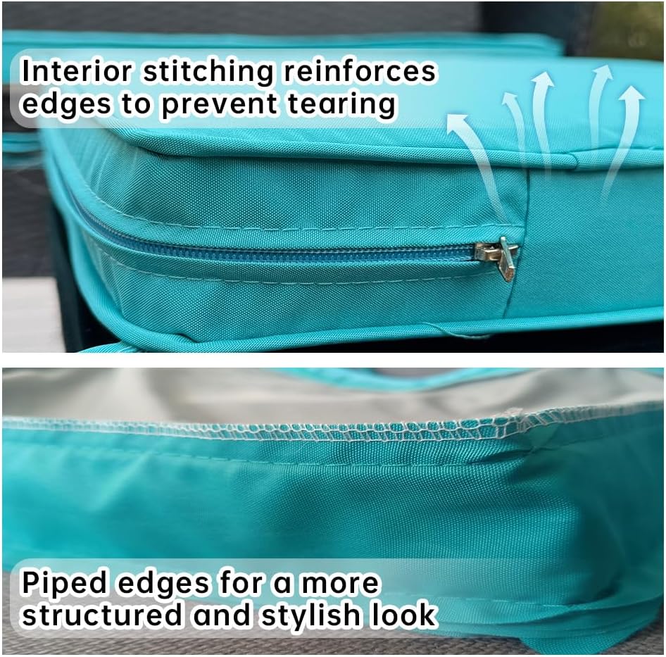 3-Pack Outdoor Patio Furniture Replacement Cushions Set–High-Elastic Sponge Cushions Fit 4-Piece Wicker Rattan Sofa, Loveseat & Chairs, 36x18x2 & 18x18x2, Waterproof, Fade-Resistant (Lake blue)