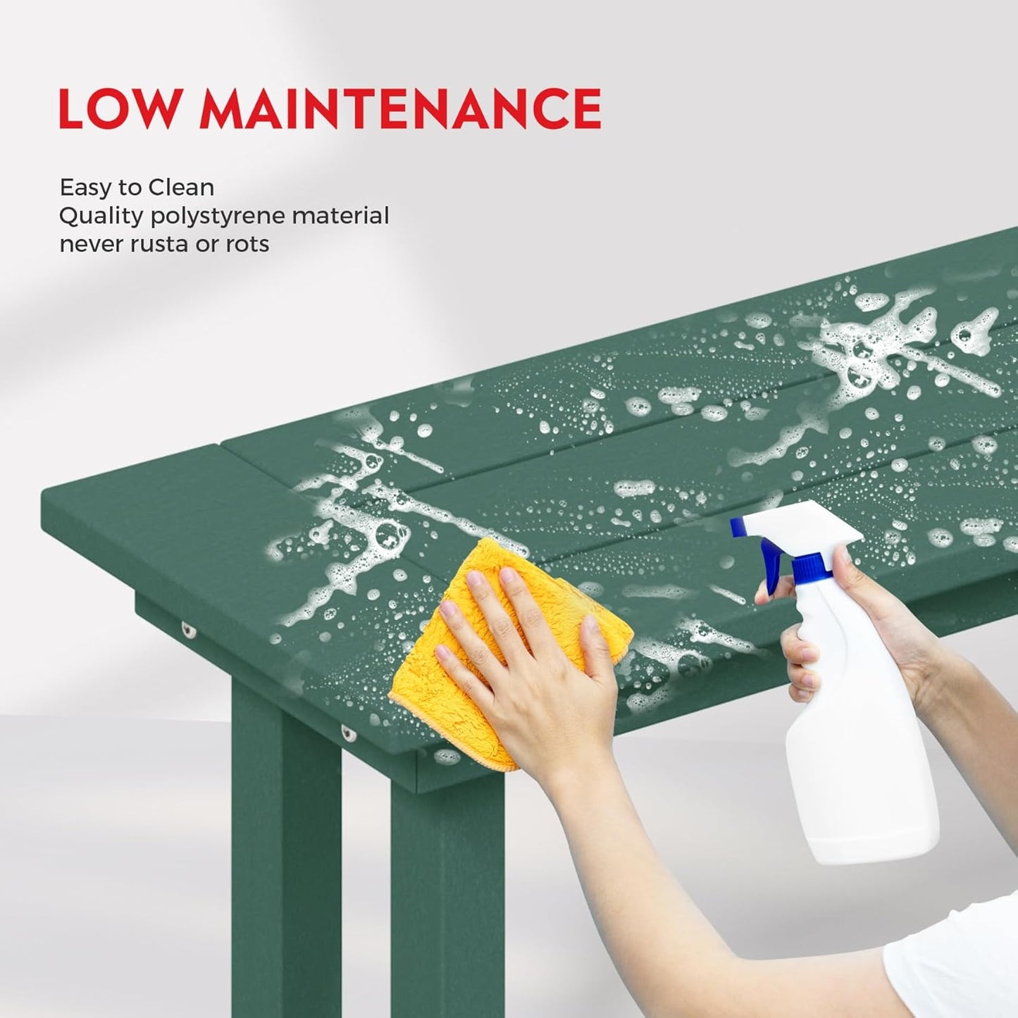 Outdoor Benches Weatherproof, All Weather Resistant Park Bench Poly Lumber Backless Garden Bench Seat for Entryway Front Porch, Dark Green