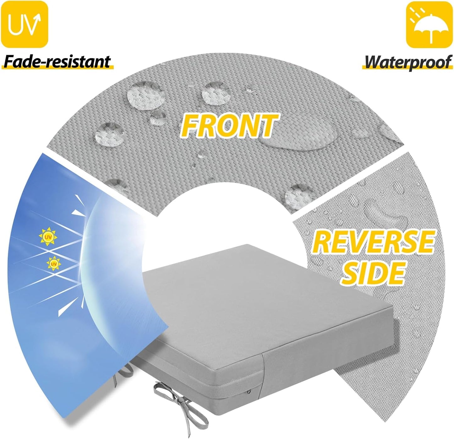 AAAAAcessories Outdoor Seat Cushions for Chairs, Waterproof, Fade-Resistant Patio Furniture Replacement Cushions, 21" x 21" x 4", Set of 2, Gray