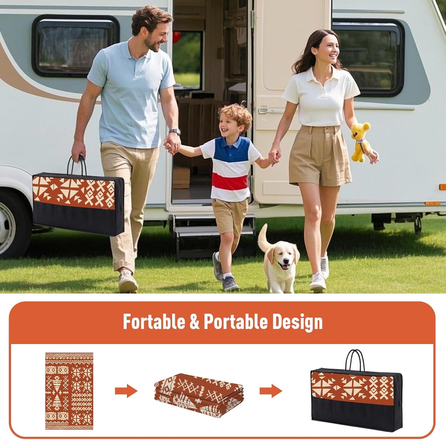 WILDROOTS 8x10 Feet Plastic Exotic Red Outdoor Rug, Stain Resistant Waterproof Reversible Outdoor Patio Rug, Fade Resistant Camping Rug