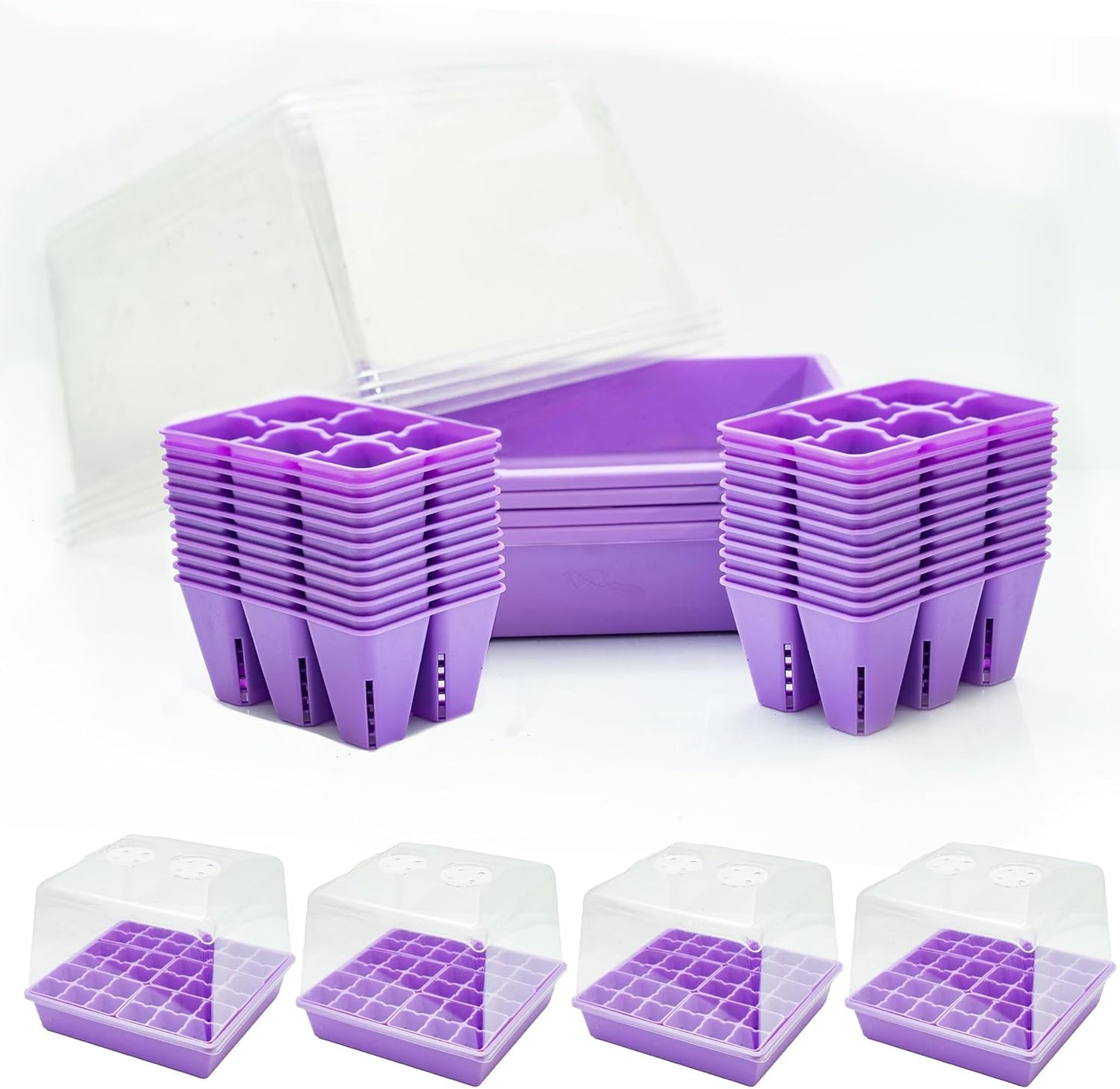 Bootstrap Farmer Countertop Seed Starter Kit in Purple, Reusable 1010 Tray Bundle with Inserts and Humidity Dome