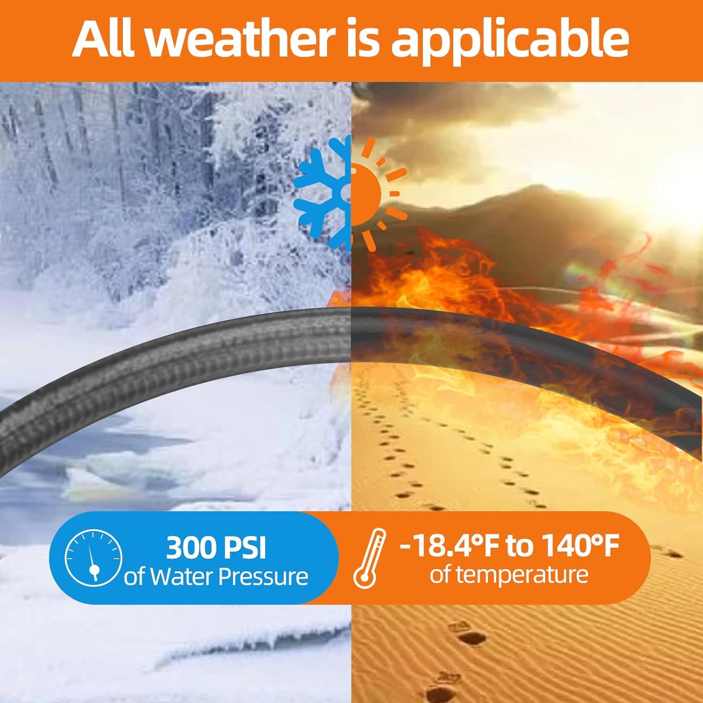 Garden Water Hose 200 ft x 5/8 in Heavy Duty, Flexible and Lightweight, Burst 600 psi, Kink-less Hybrid Rubber Pipe for Backyard, 3/4'' Brass Fittings, Black