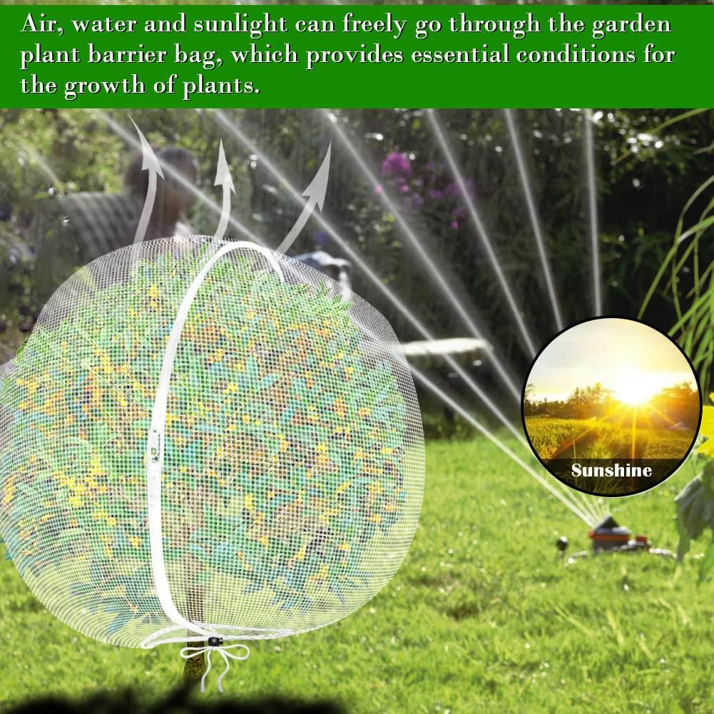 Fruit Tree Netting Covers with Zipper to Protect from Squirrels and Birds Large Netting for Fruit Trees Net Protection, White, 10' x 10', 2 Pack