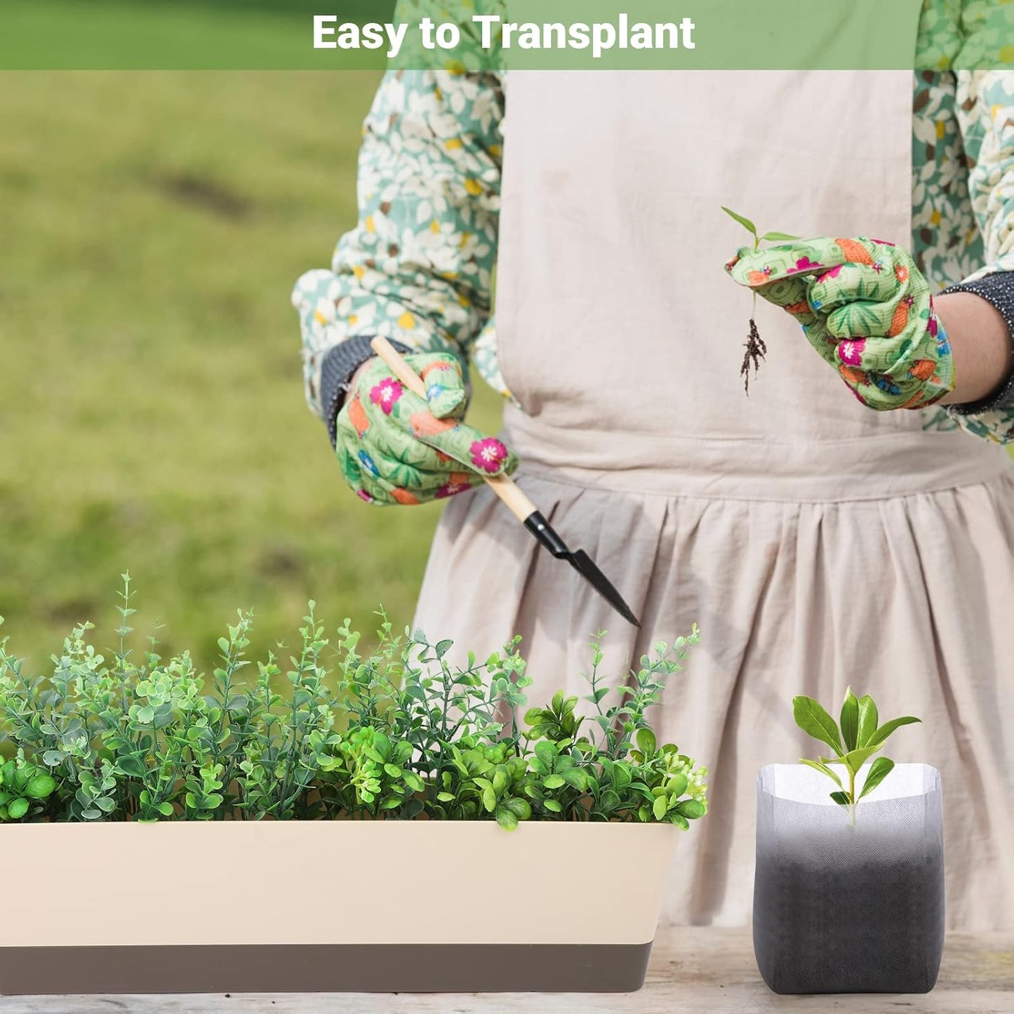 GREANER 100PCS Biodegradable Seedling Bags, 9.8x11 inches Thickened Non-Woven Plant Nursery Bags, Transplant Pots Grow Pouch for Vegetables, Flowers, Fruits, Trees, Home Garden Supply