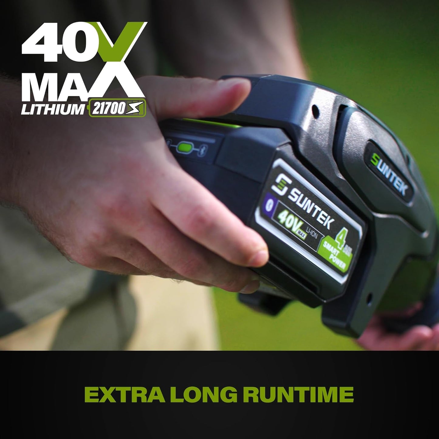 SUNTEK Electric String Trimmer Edger, 40V 15-Inch Brushless String Trimmer Cordless with 4.0Ah Battery and Fast Charger Included, 2-Speed Levels, Integrated Screen and APP Connection, Aluminum, Black