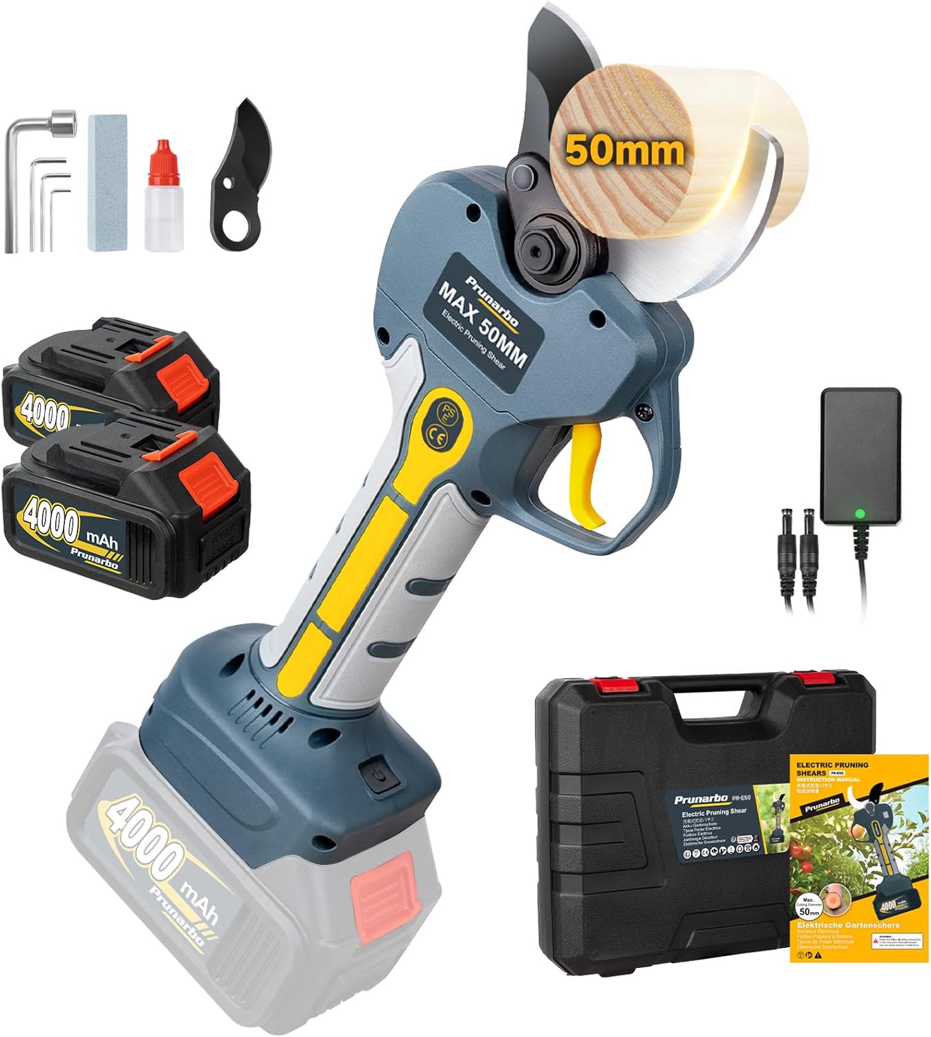 Professional Electric Pruning Shears Brushless Cordless, Compatible with Makita Batteries 50mm(2 inch) Electric Pruner for Gardening Heavy Duty 8000mAh Battery Secateurs for Tree Trimming