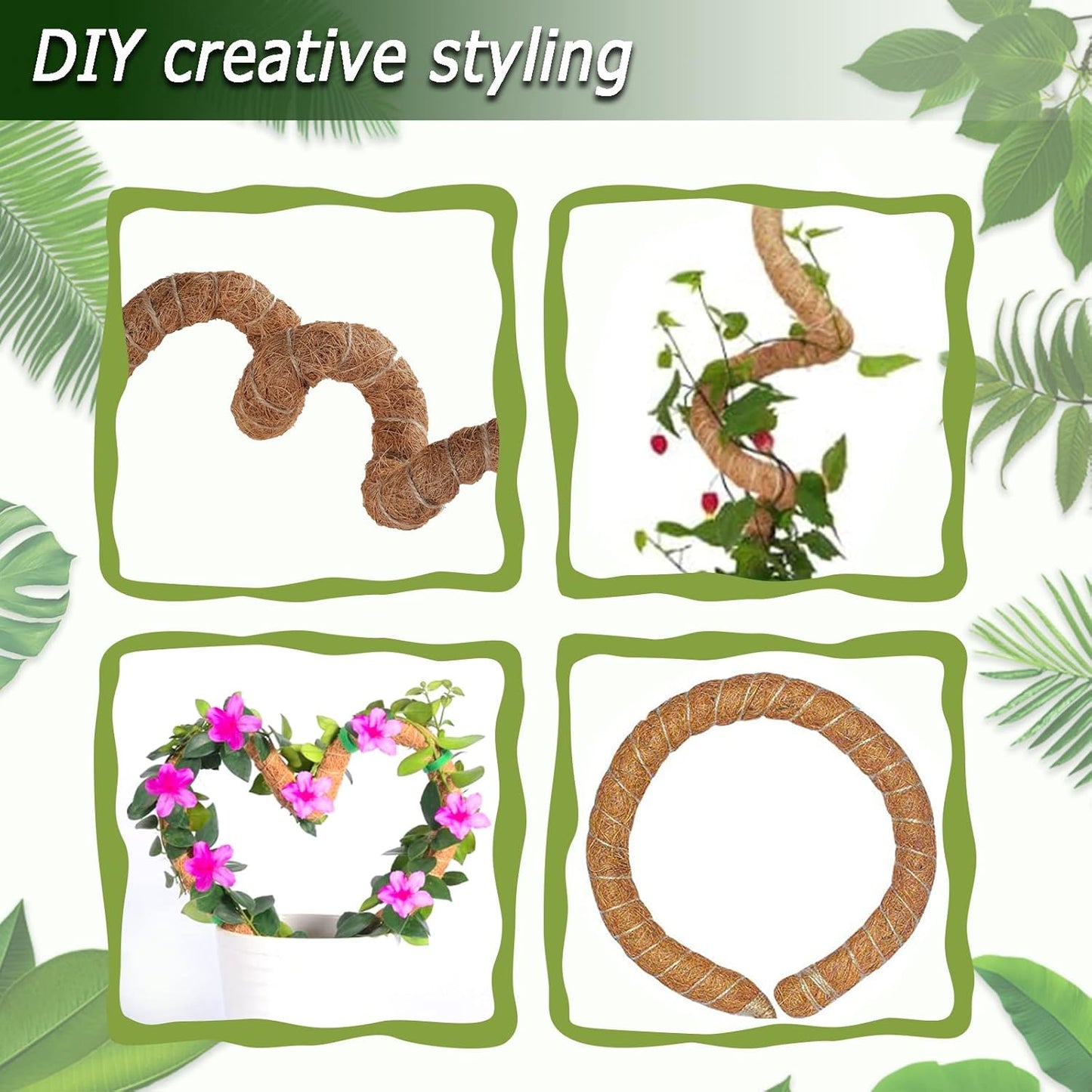 60 Inch Moss Pole for Plants Monstera, Tall Bendable Moss Poles for Climbing Plants Indoor, Large Handmade Plant Pole Sticks, Coco Coir Plant Support Stakes for Potted Plants, Pothos